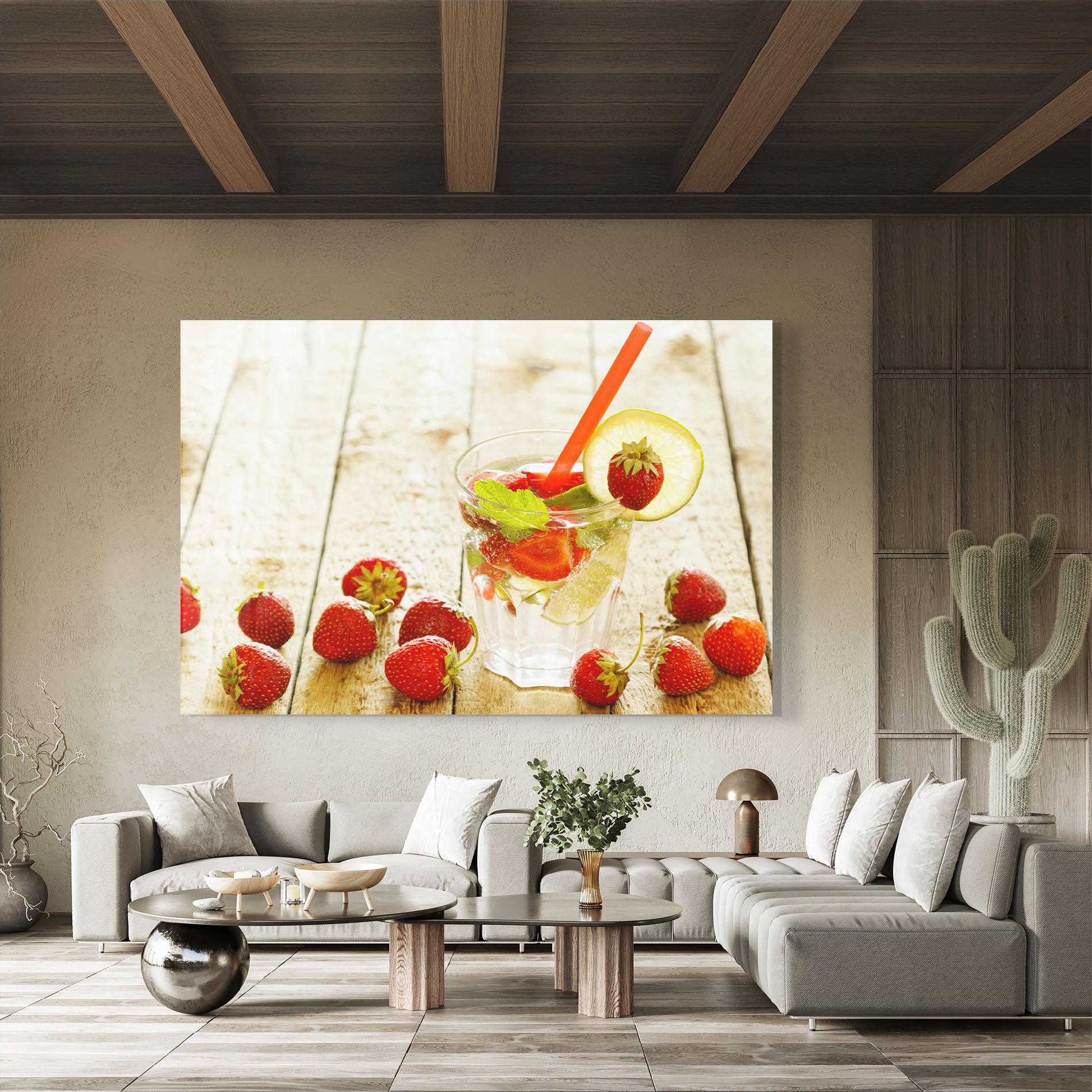 Tablou Sticla Strawberry Lime Drink mockup 8