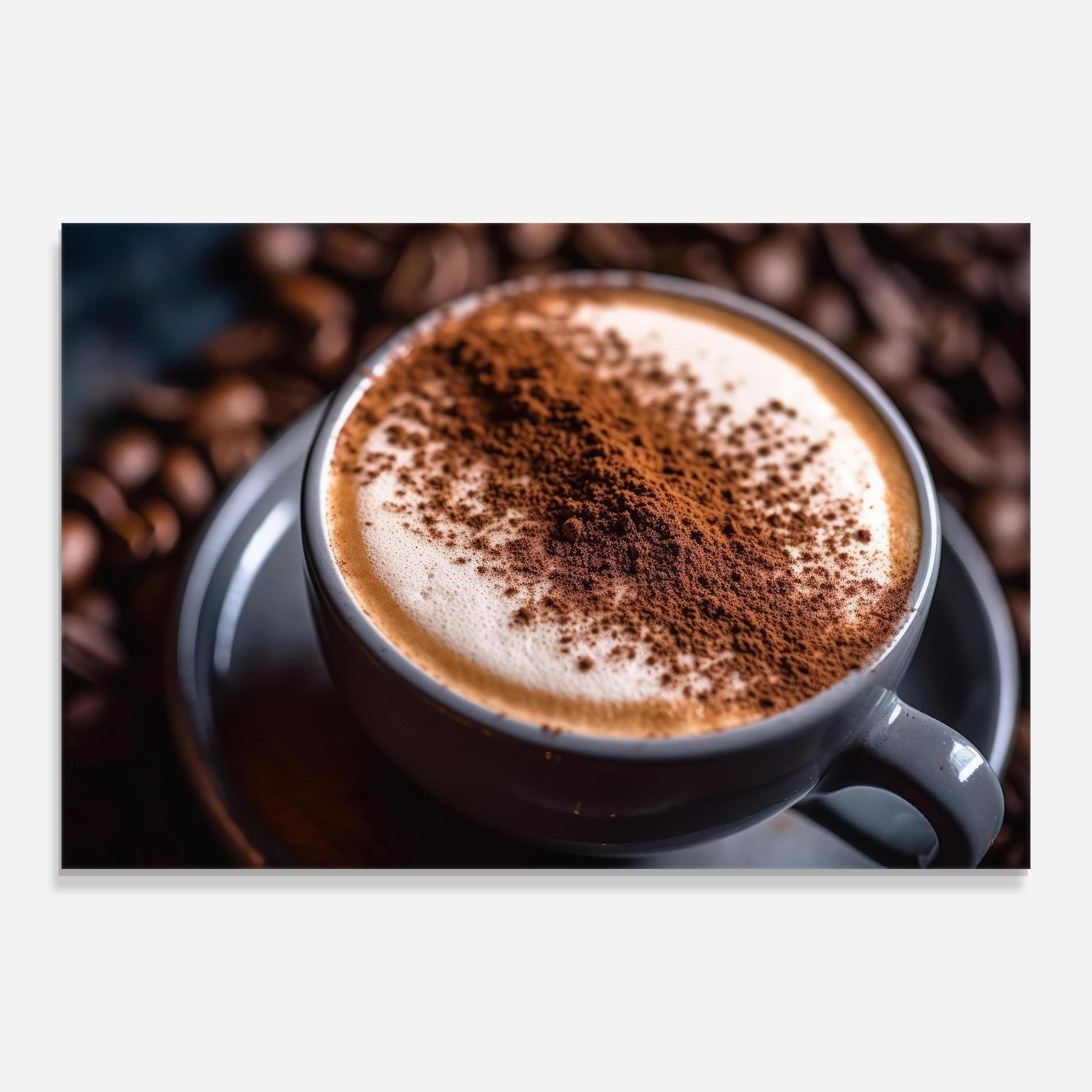 Tablou Sticla Cappuccino Coffee Close Up mockup 0