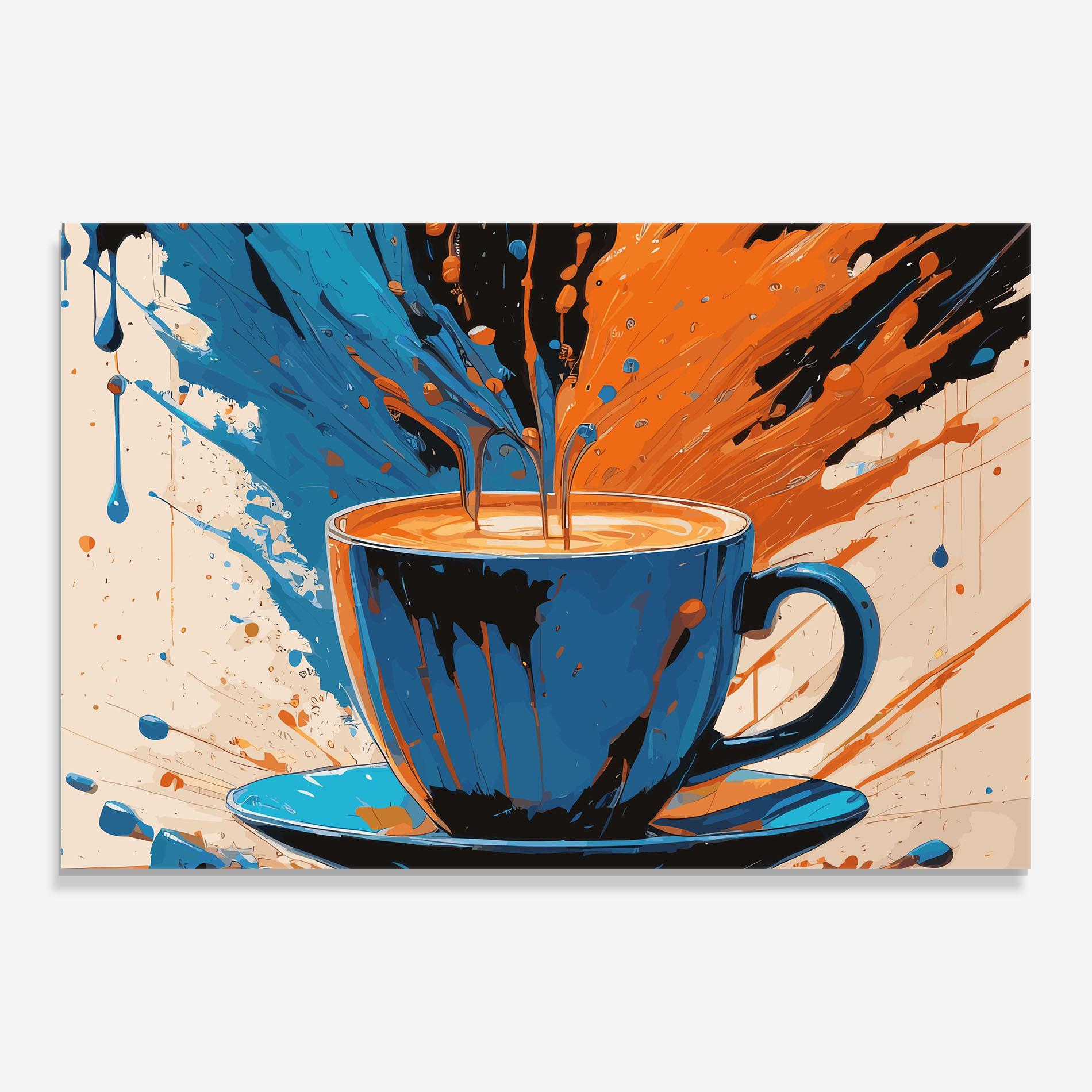 Tablou Sticla Coffee Blue Orange mockup 0