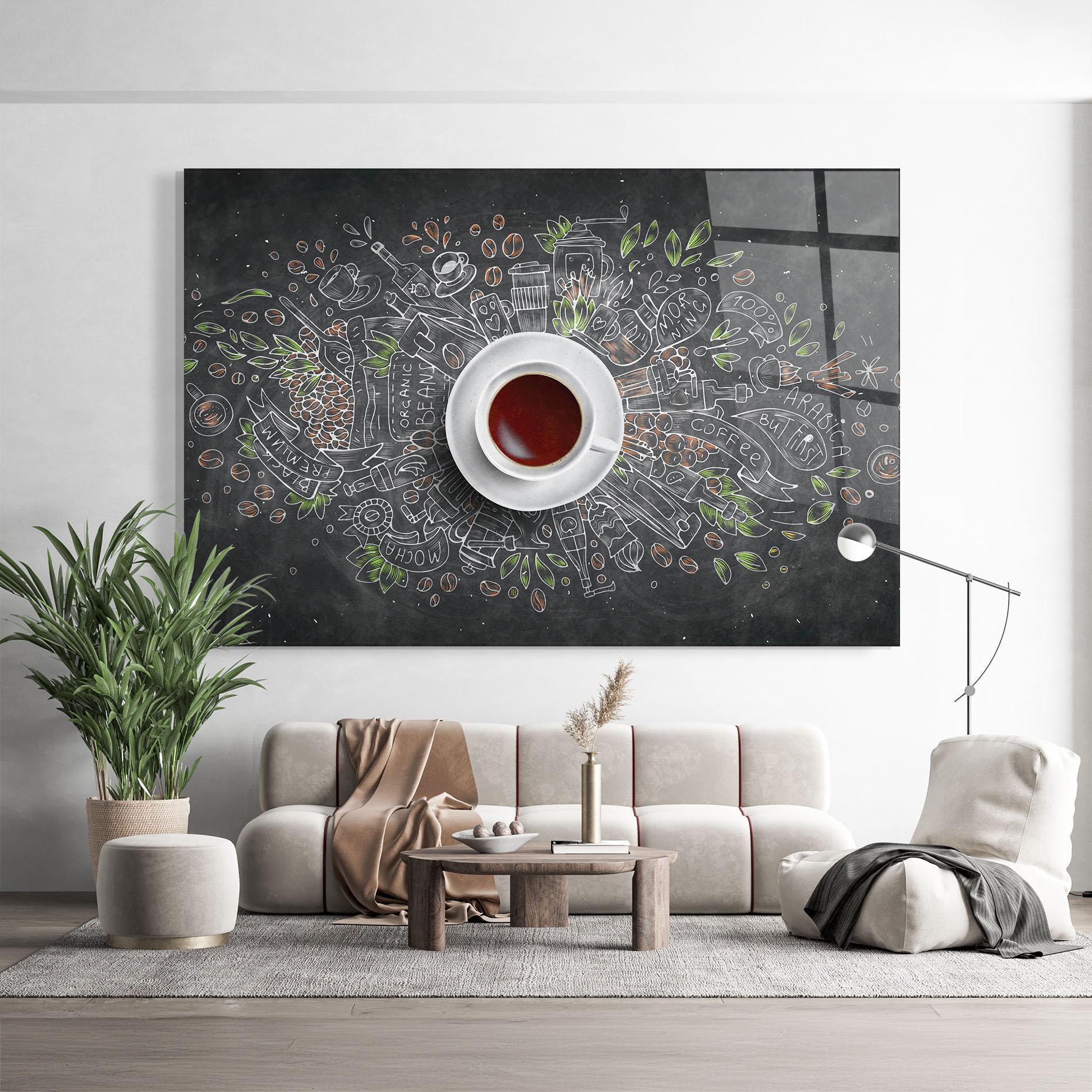 Tablou Sticla Black Board Coffee mockup 9