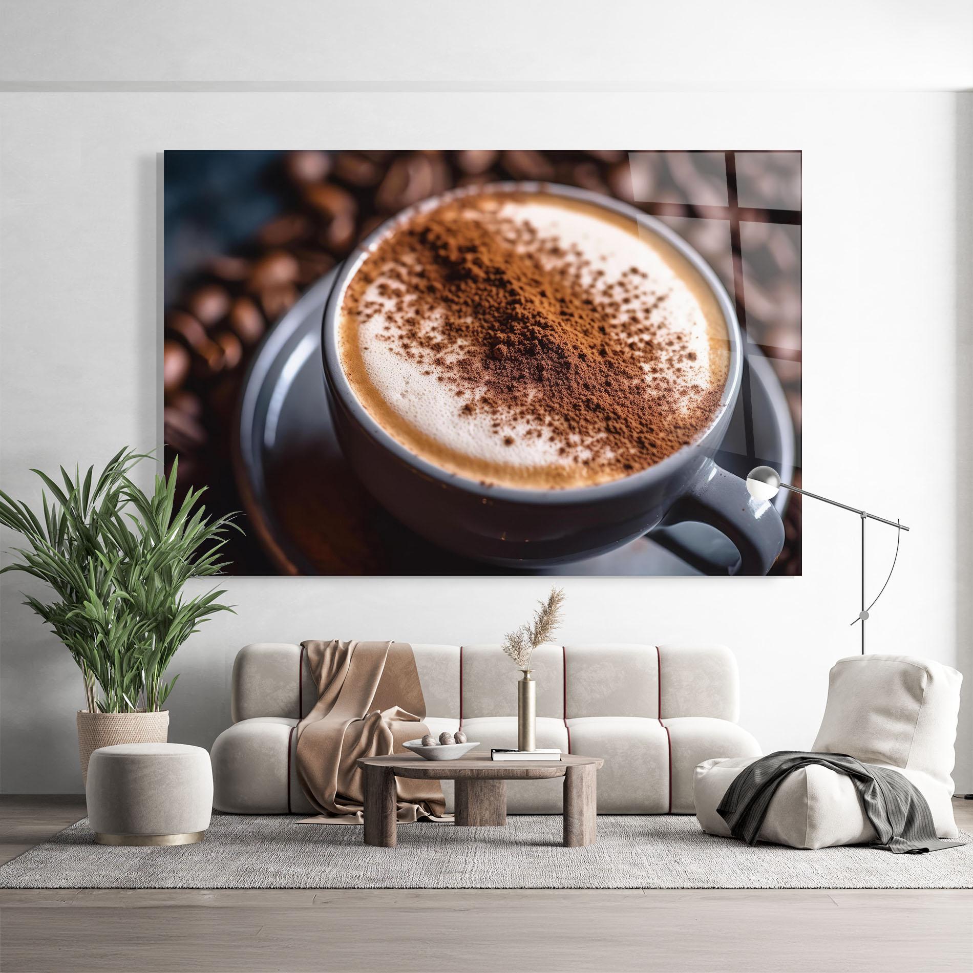 Tablou Sticla Cappuccino Coffee Close Up mockup 9