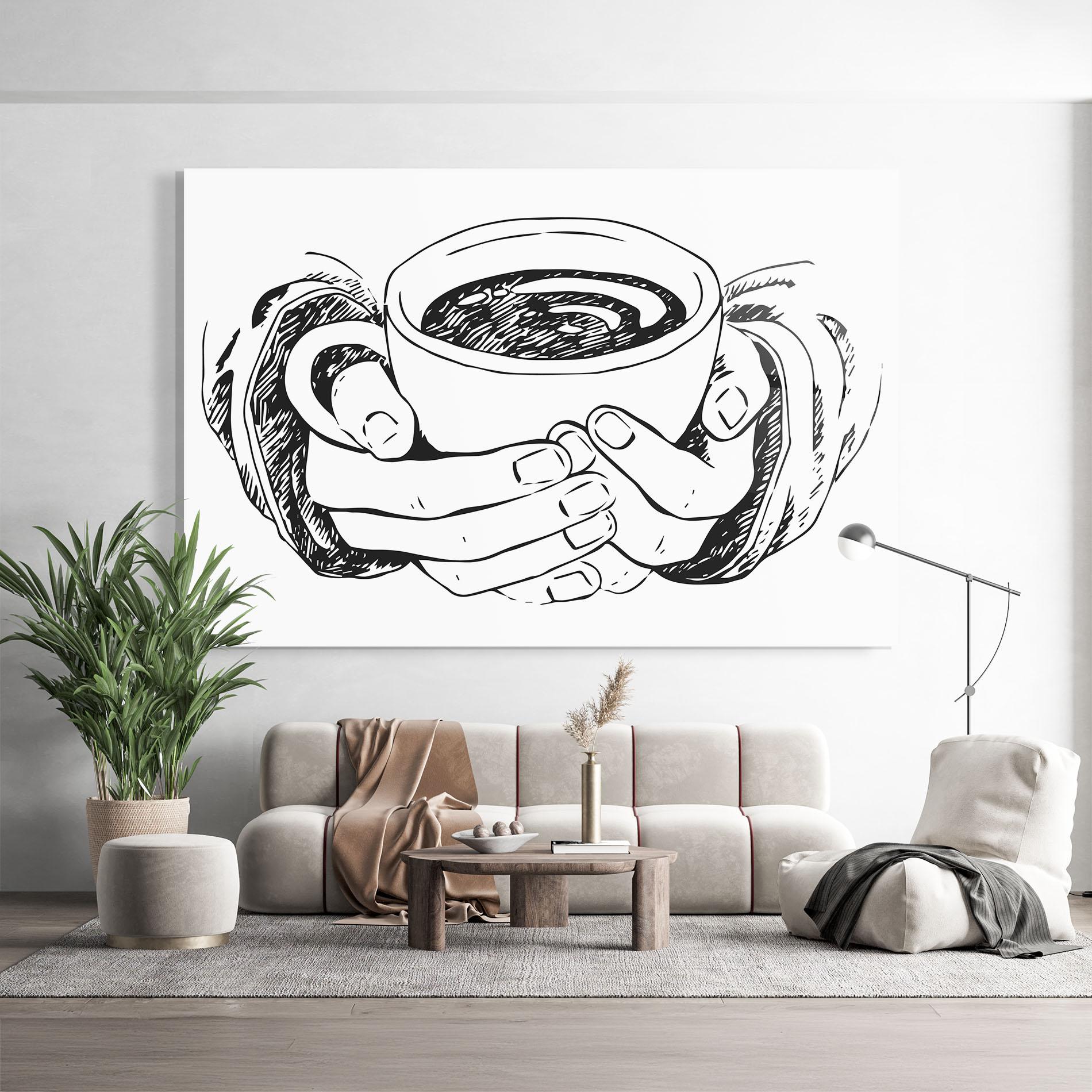 Tablou Sticla Holding Coffee mockup 9