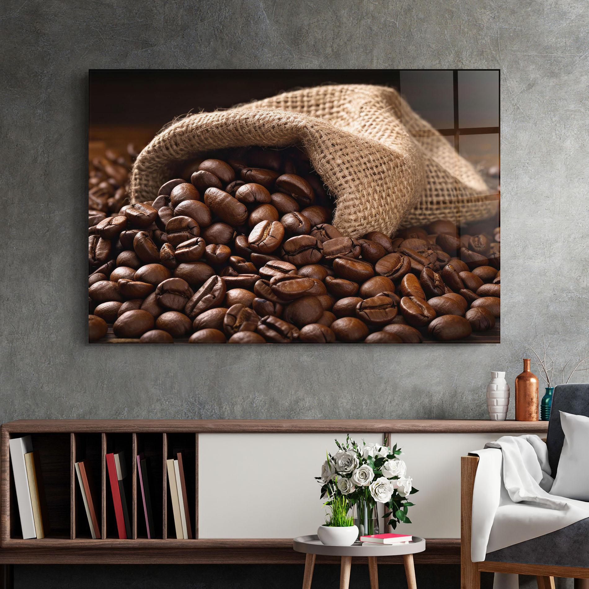 Tablou Sticla Bag Of Coffee Beans mockup 2