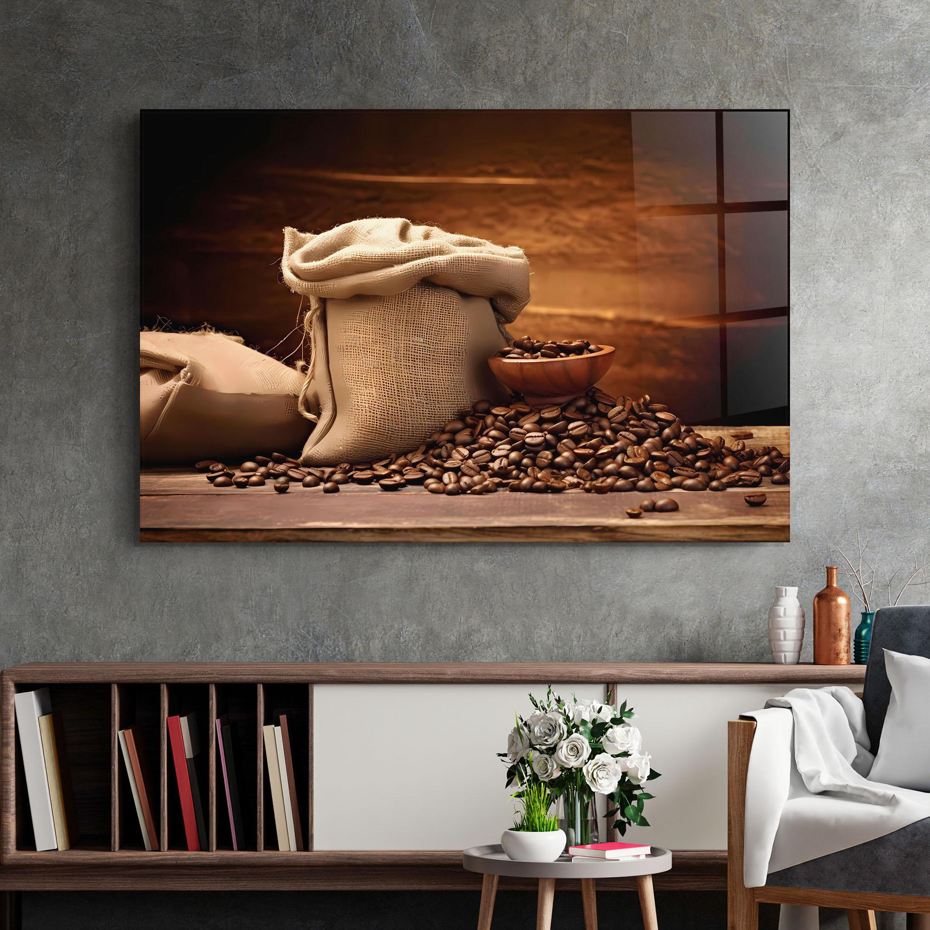 Tablou Sticla Big Bag Of Coffee Beans mockup 2