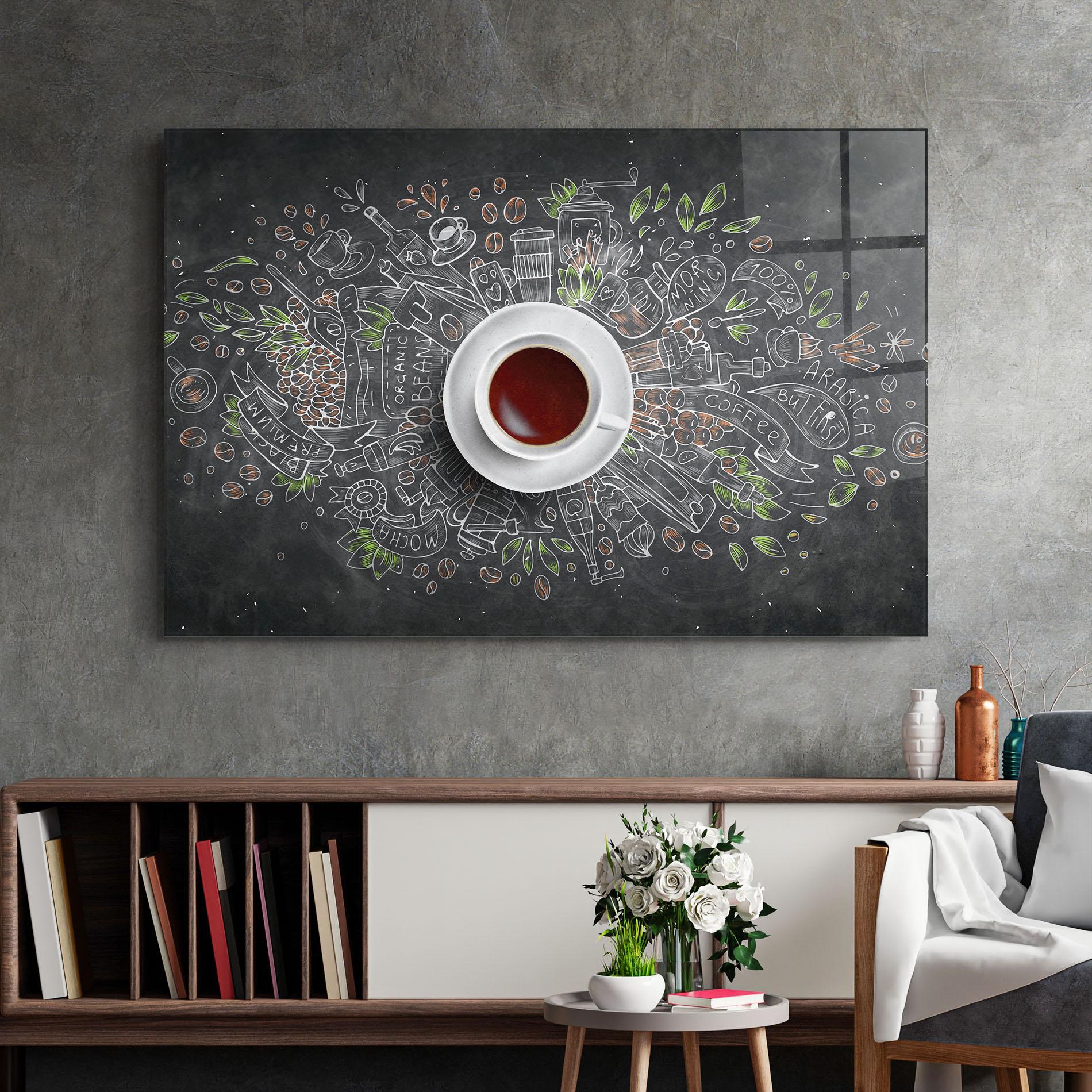 Tablou Sticla Black Board Coffee mockup 2