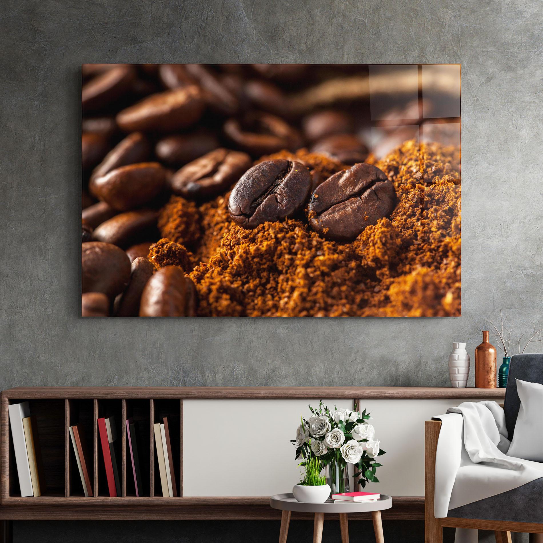 Tablou Sticla Close Up Coffee Beans mockup 2