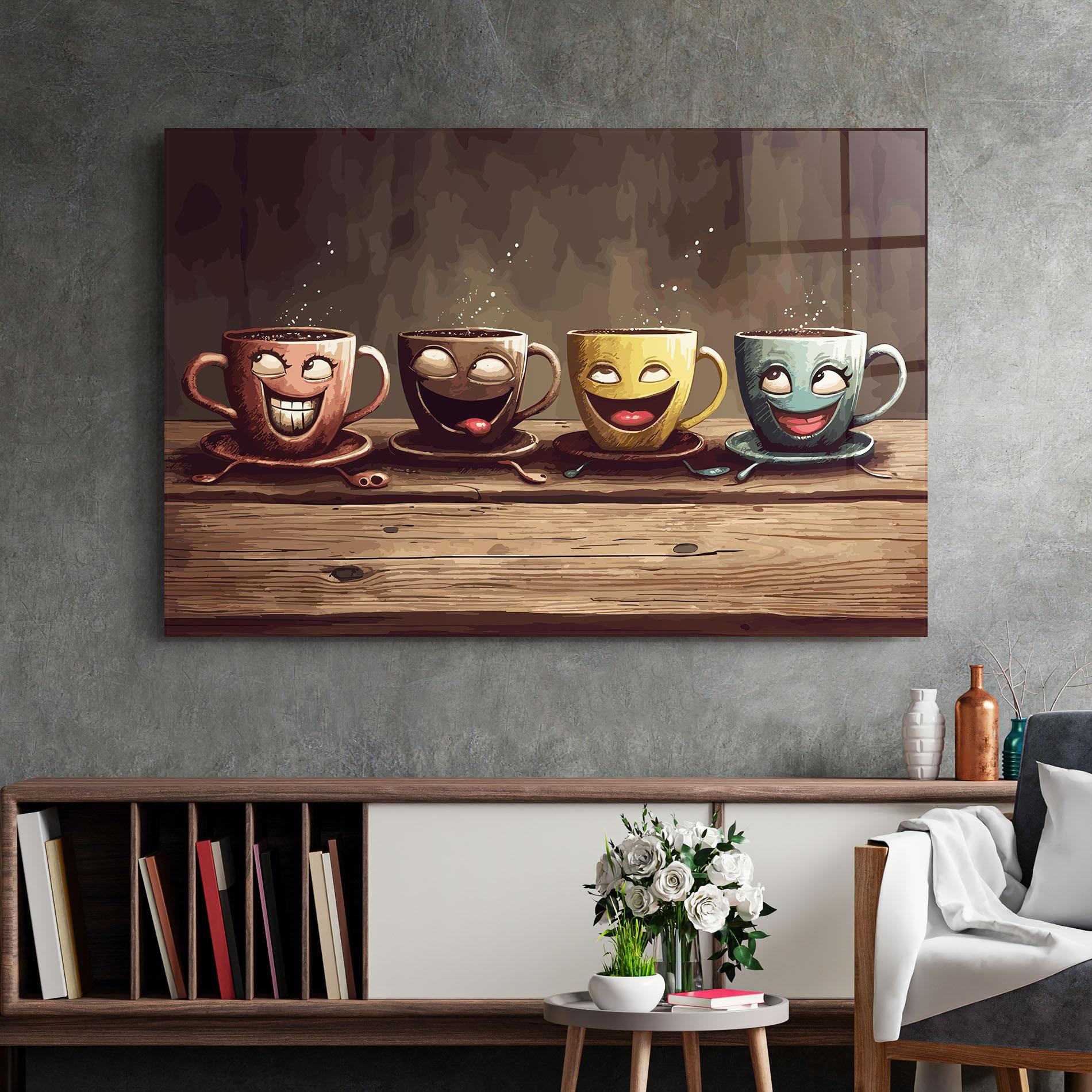 Tablou Sticla Coffee Faces mockup 2