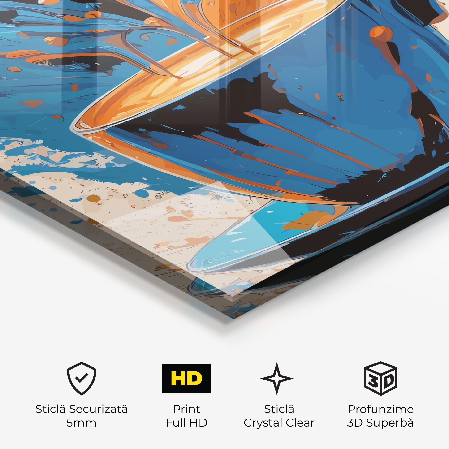 Tablou Sticla Coffee Blue Orange mockup 3