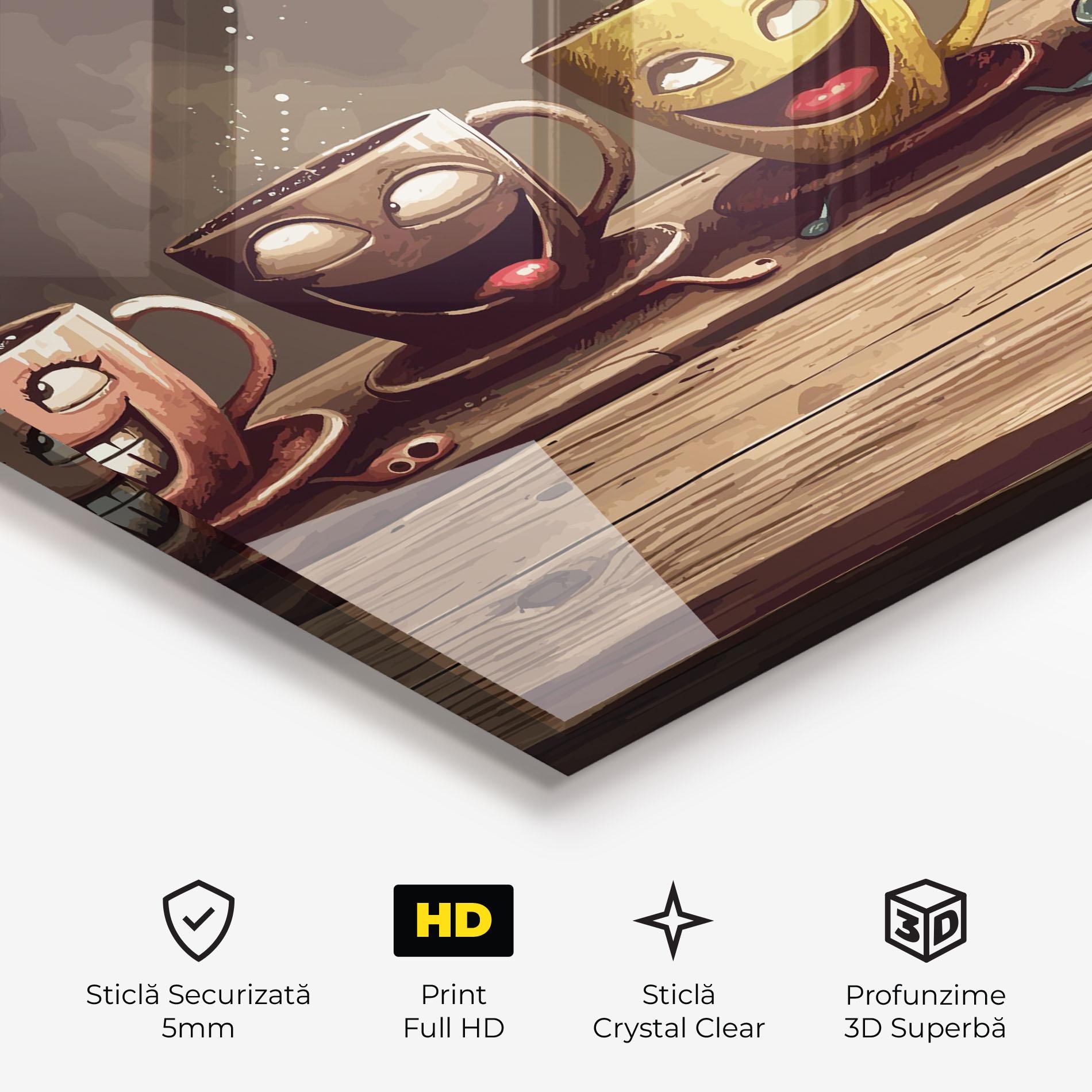 Tablou Sticla Coffee Faces mockup 3