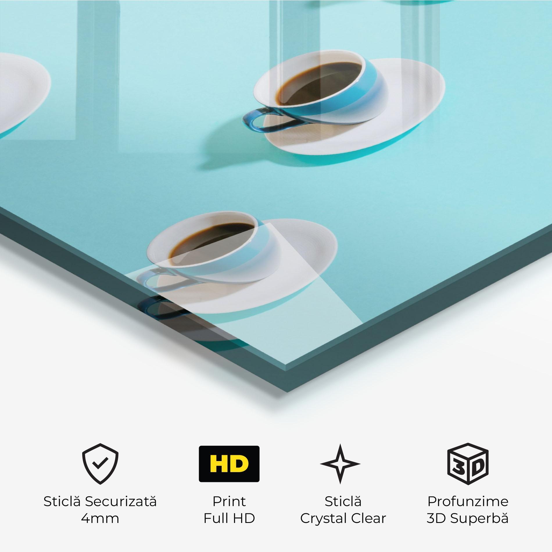 Tablou Sticla Blue Cup Of Coffe mockup 3