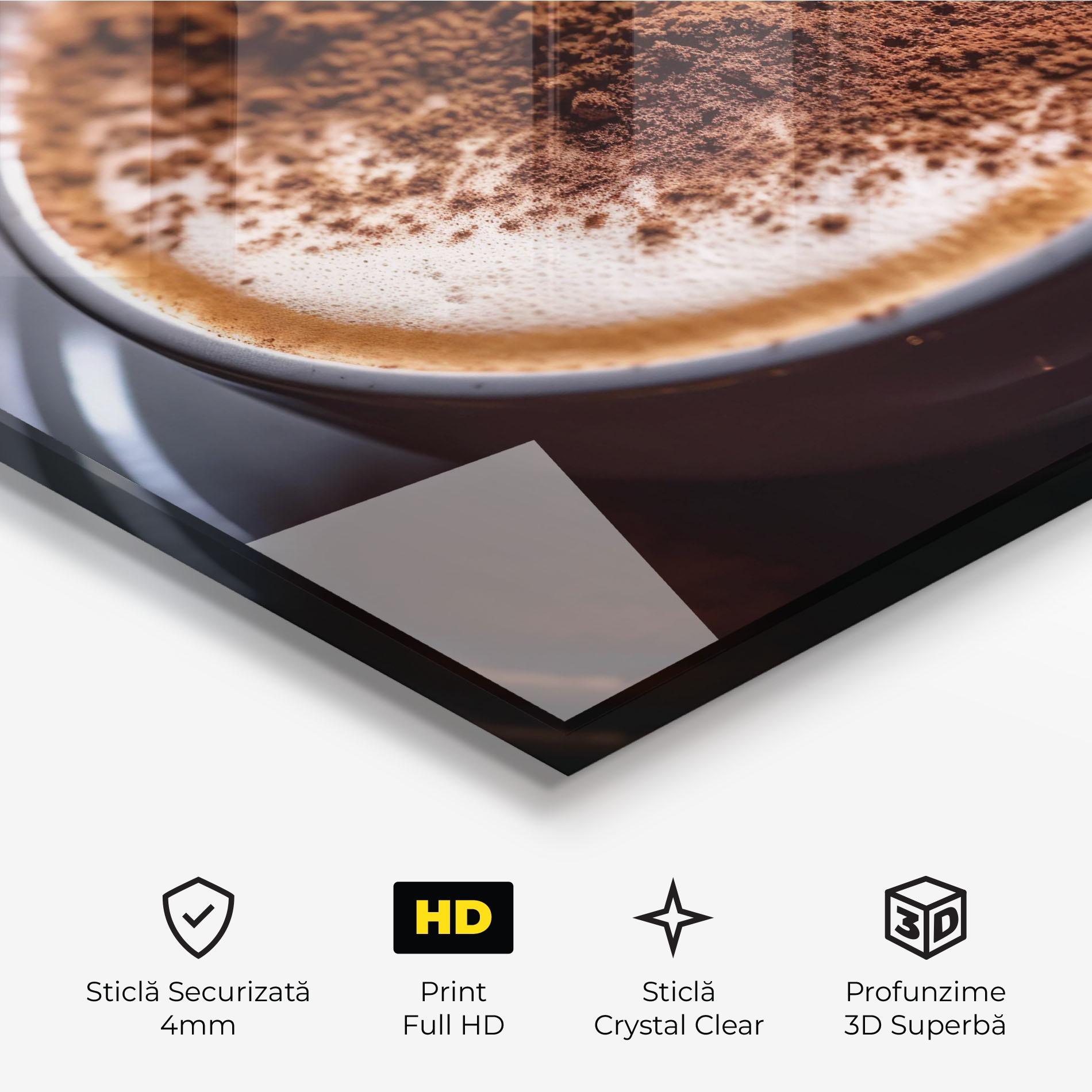 Tablou Sticla Cappuccino Coffee Close Up mockup 3