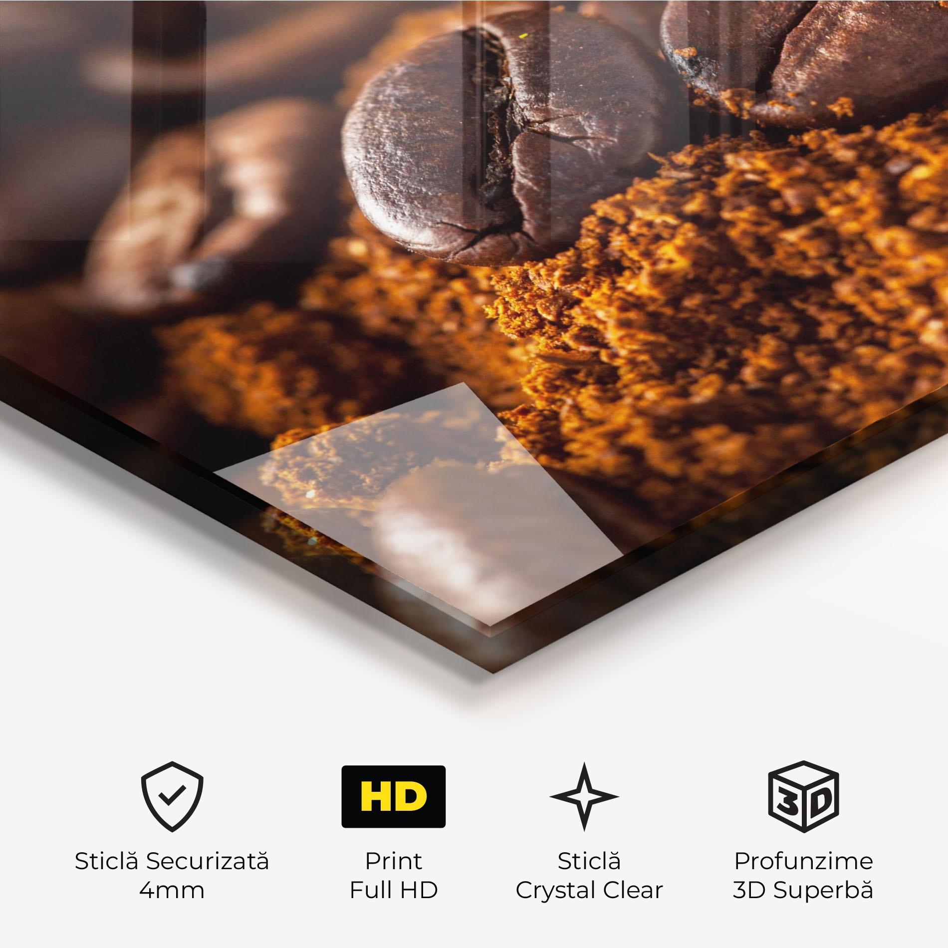 Tablou Sticla Close Up Coffee Beans mockup 3