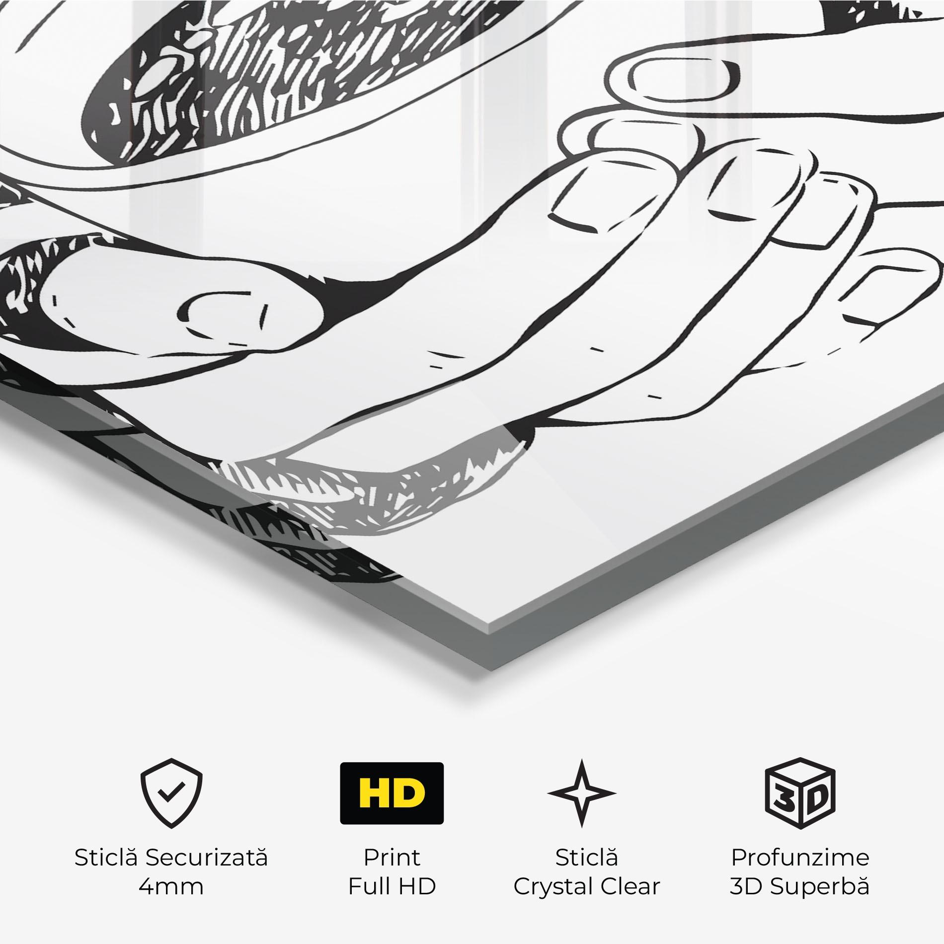 Tablou Sticla Holding Coffee mockup 3