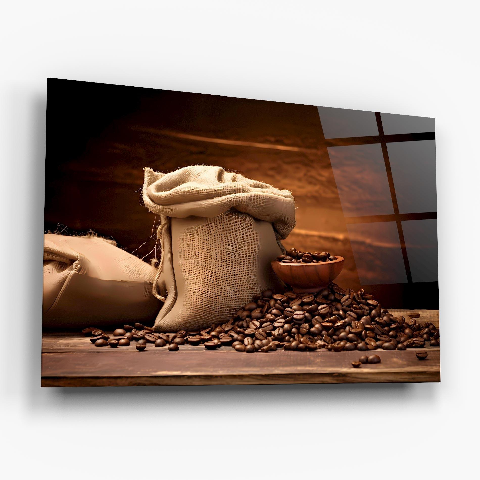 Tablou Sticla Big Bag Of Coffee Beans mockup 6