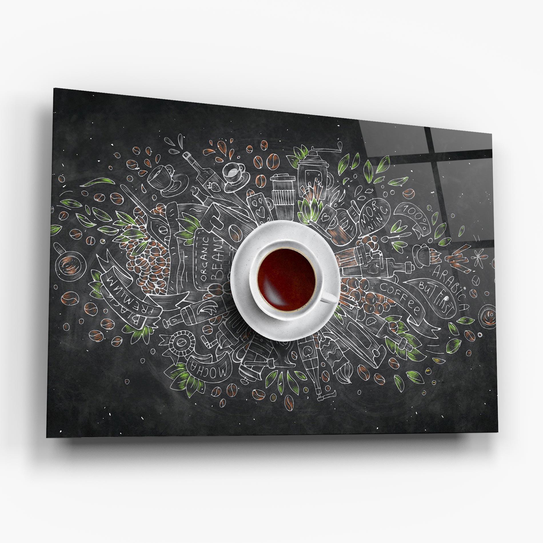 Tablou Sticla Black Board Coffee mockup 6