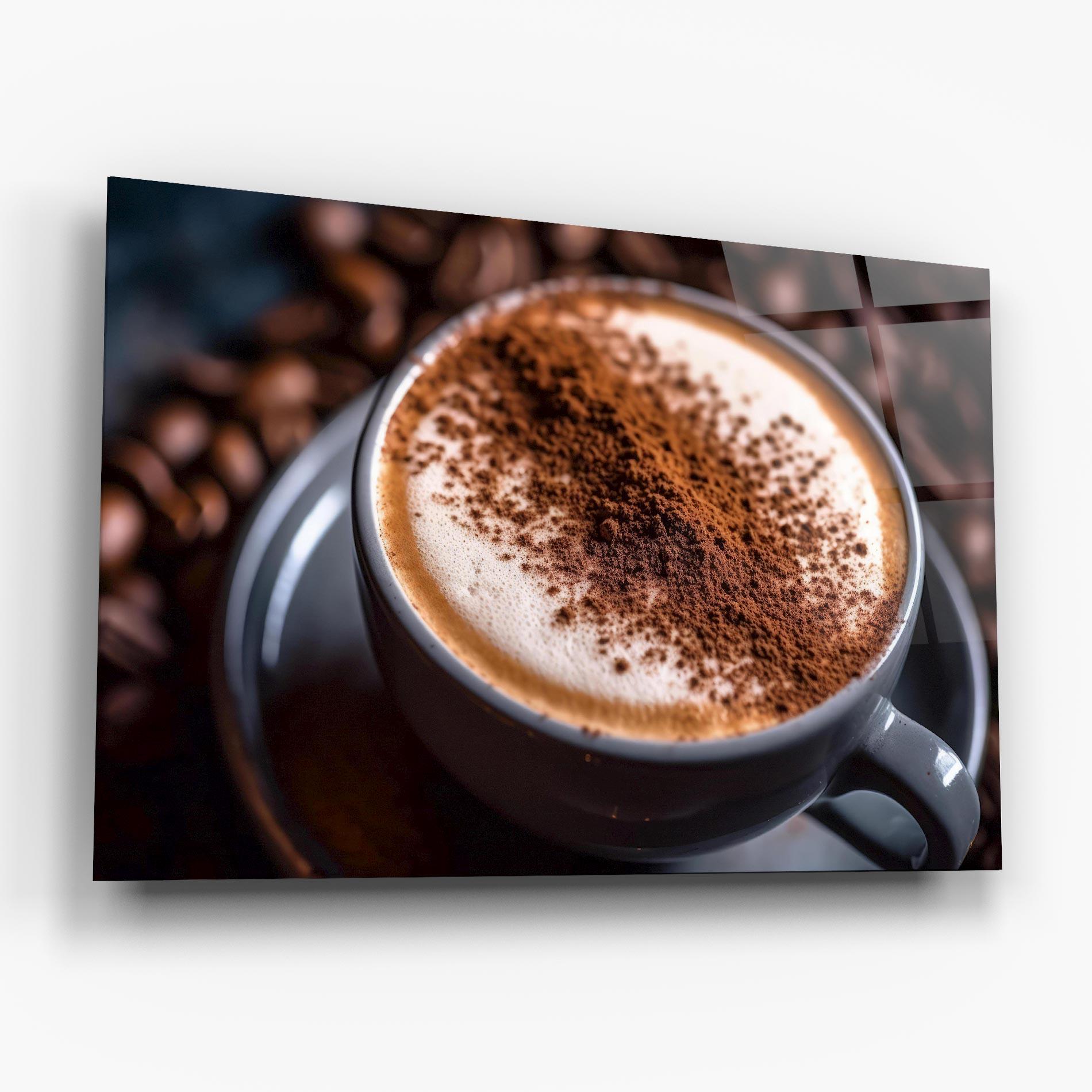 Tablou Sticla Cappuccino Coffee Close Up mockup 6