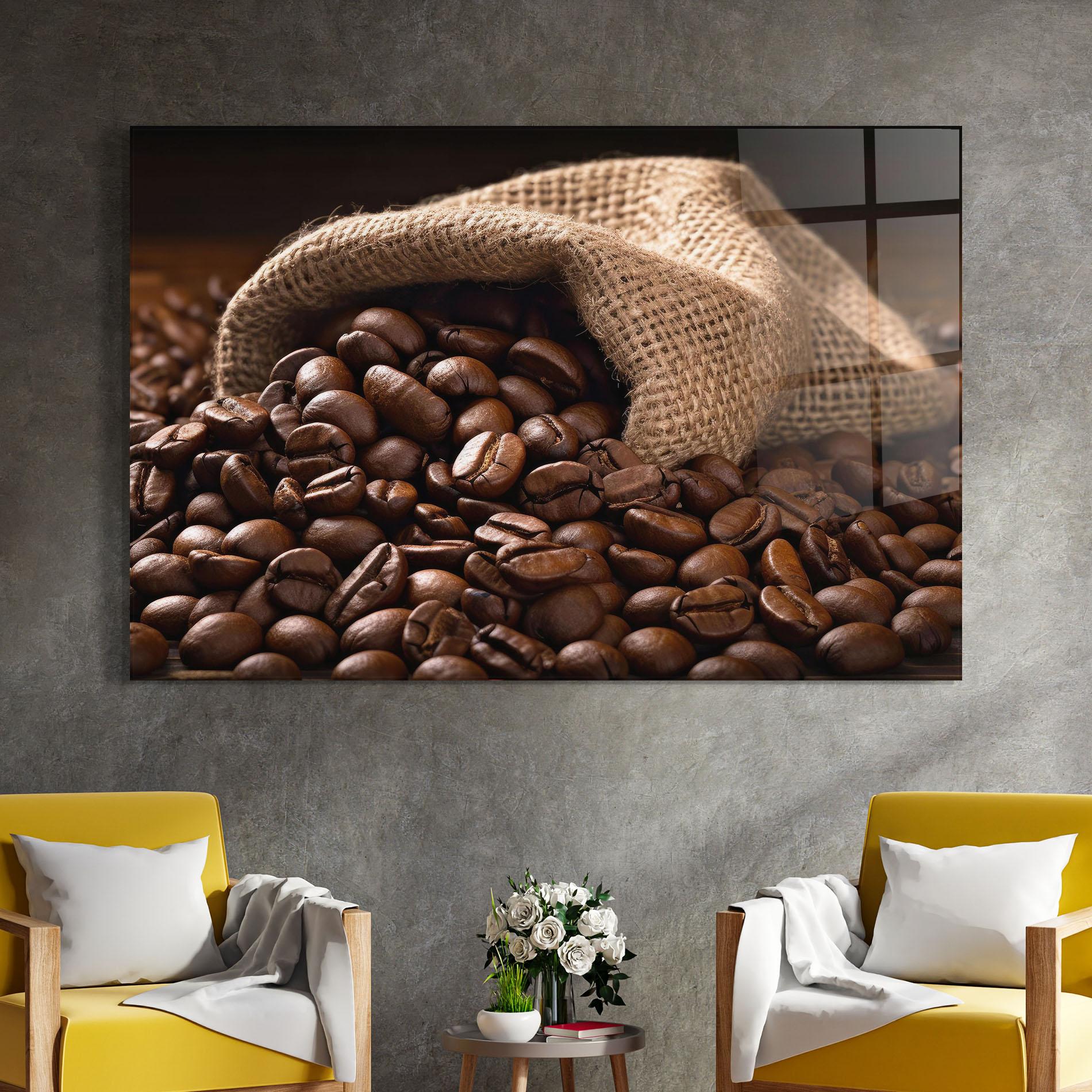Tablou Sticla Bag Of Coffee Beans mockup 4