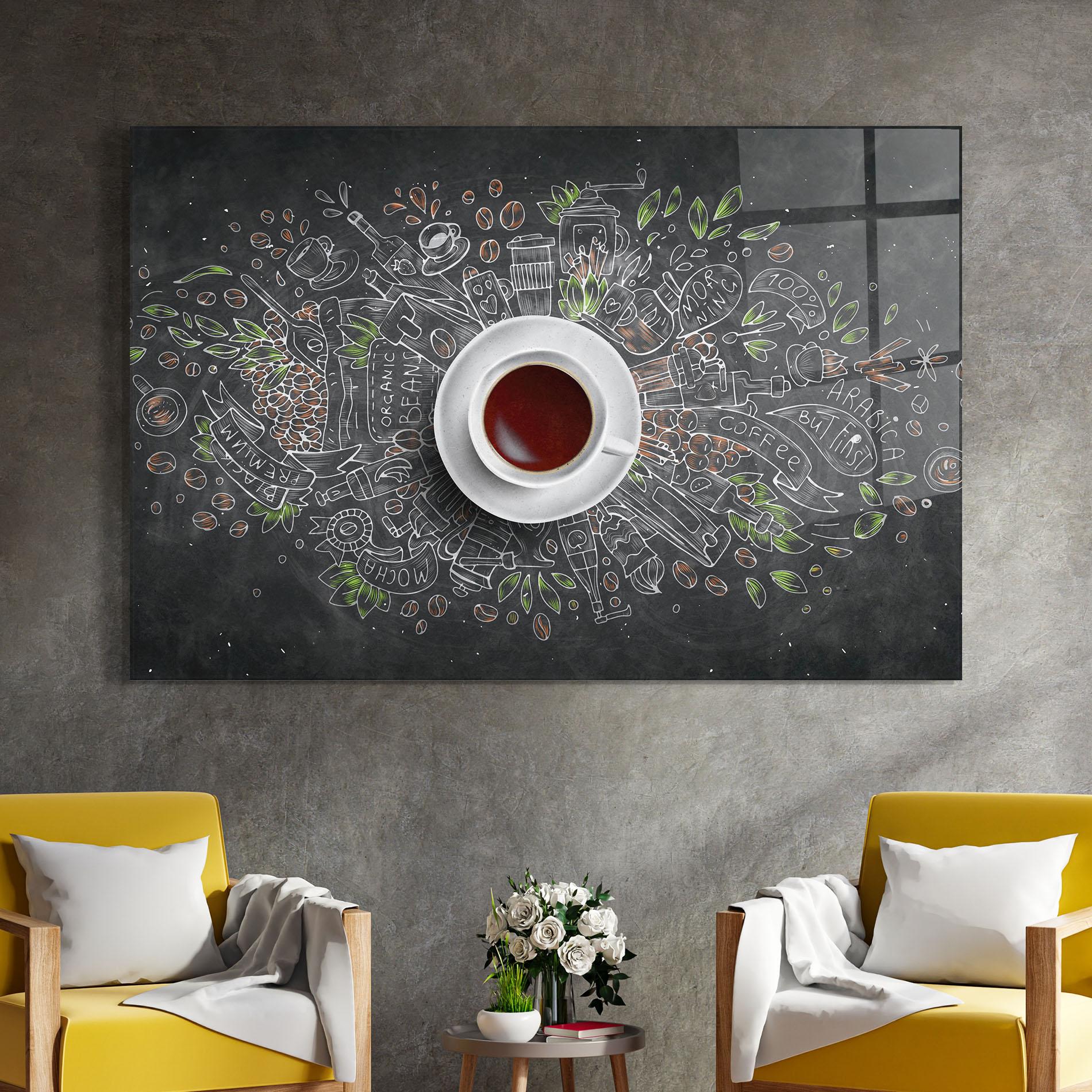 Tablou Sticla Black Board Coffee mockup 4