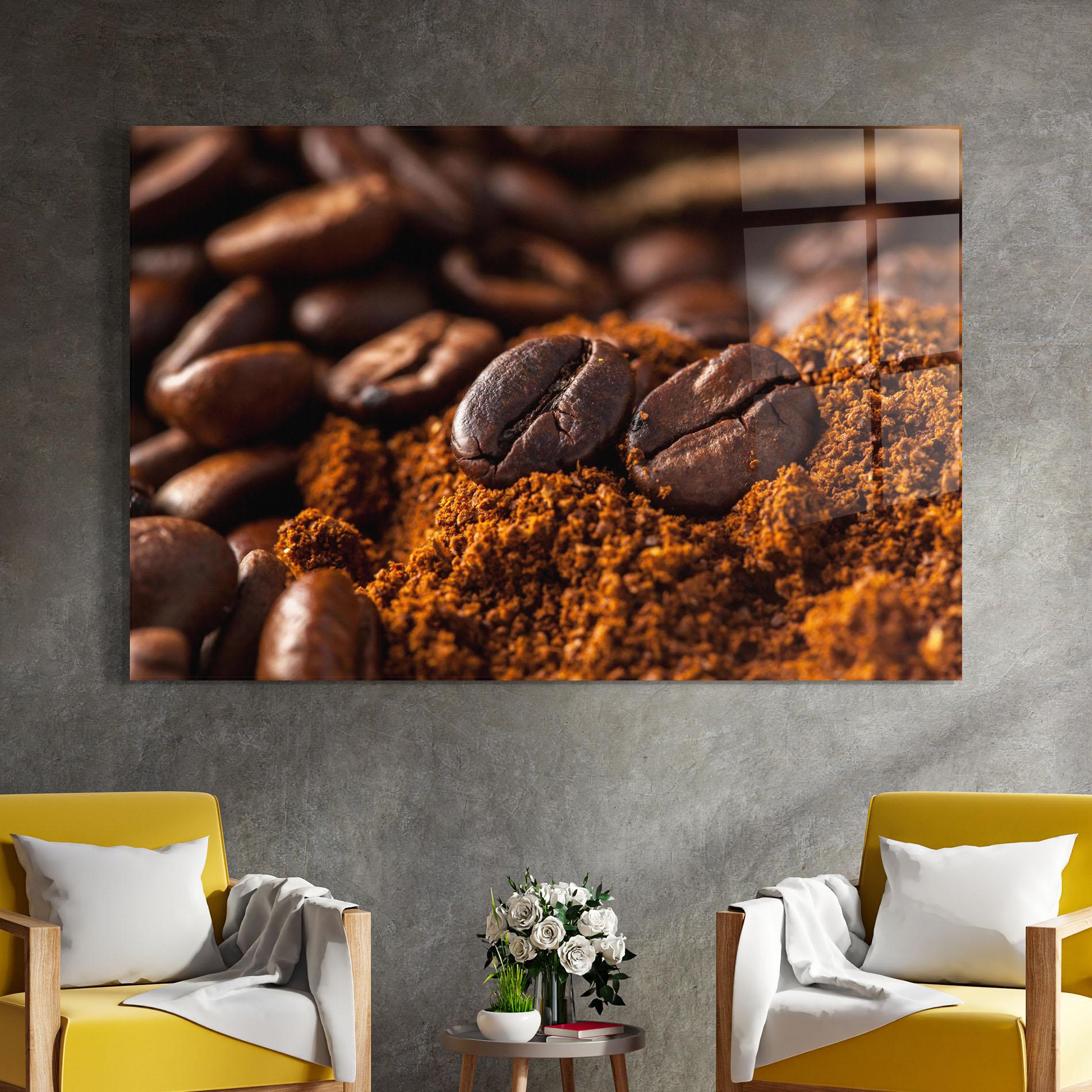 Tablou Sticla Close Up Coffee Beans mockup 4