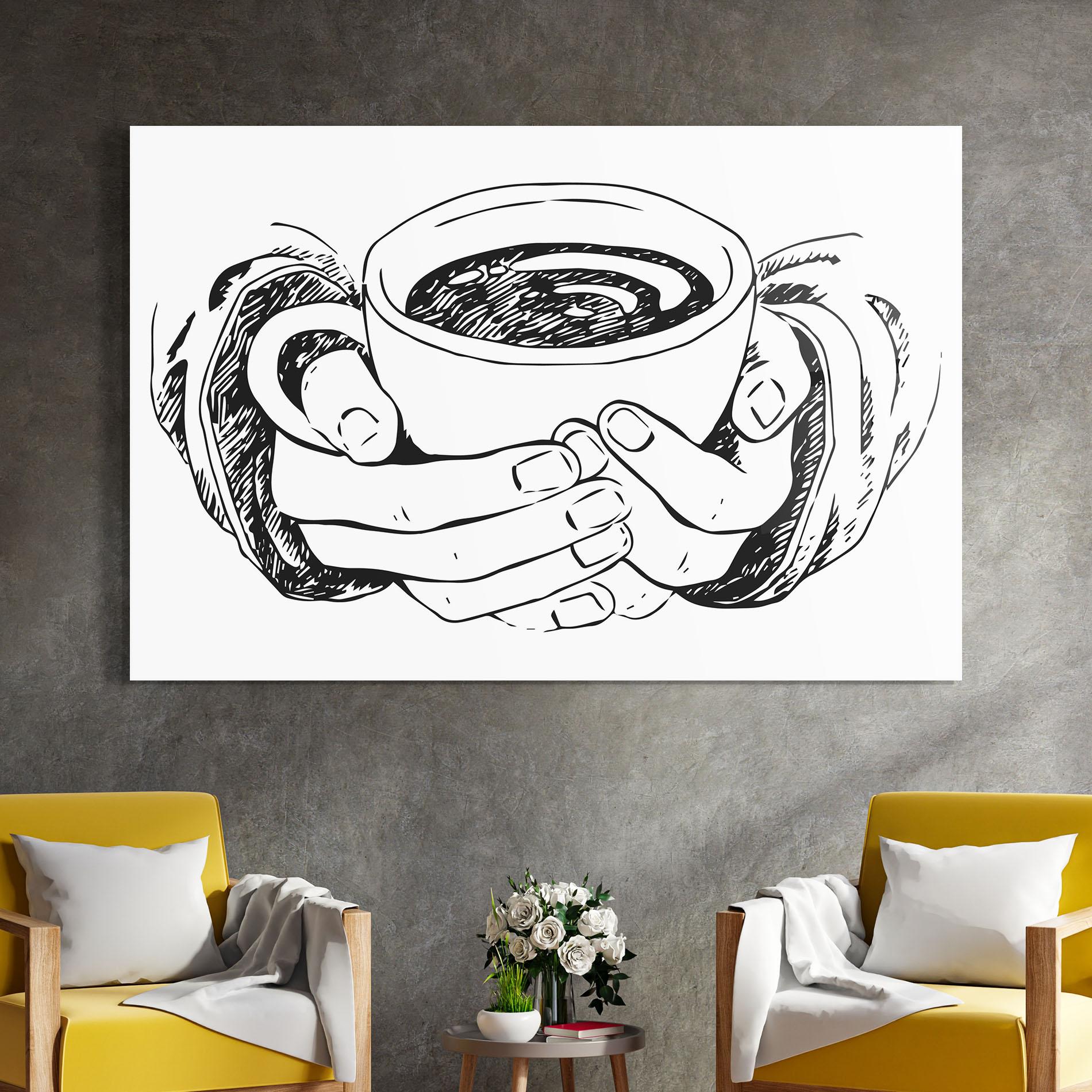 Tablou Sticla Holding Coffee mockup 4