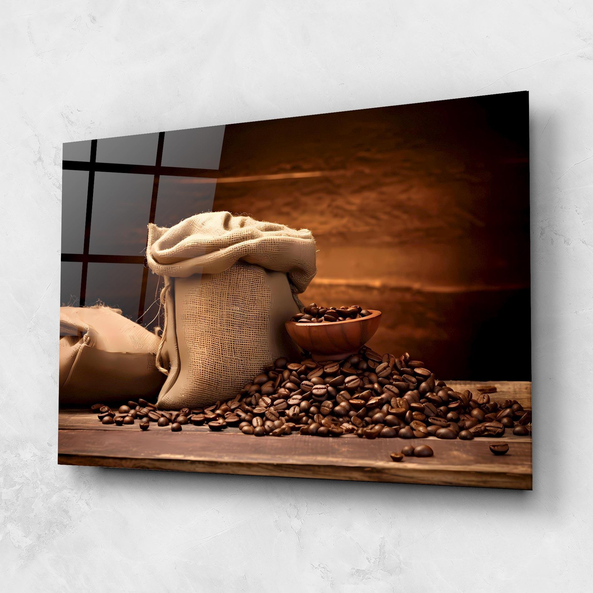 Tablou Sticla Big Bag Of Coffee Beans mockup 1