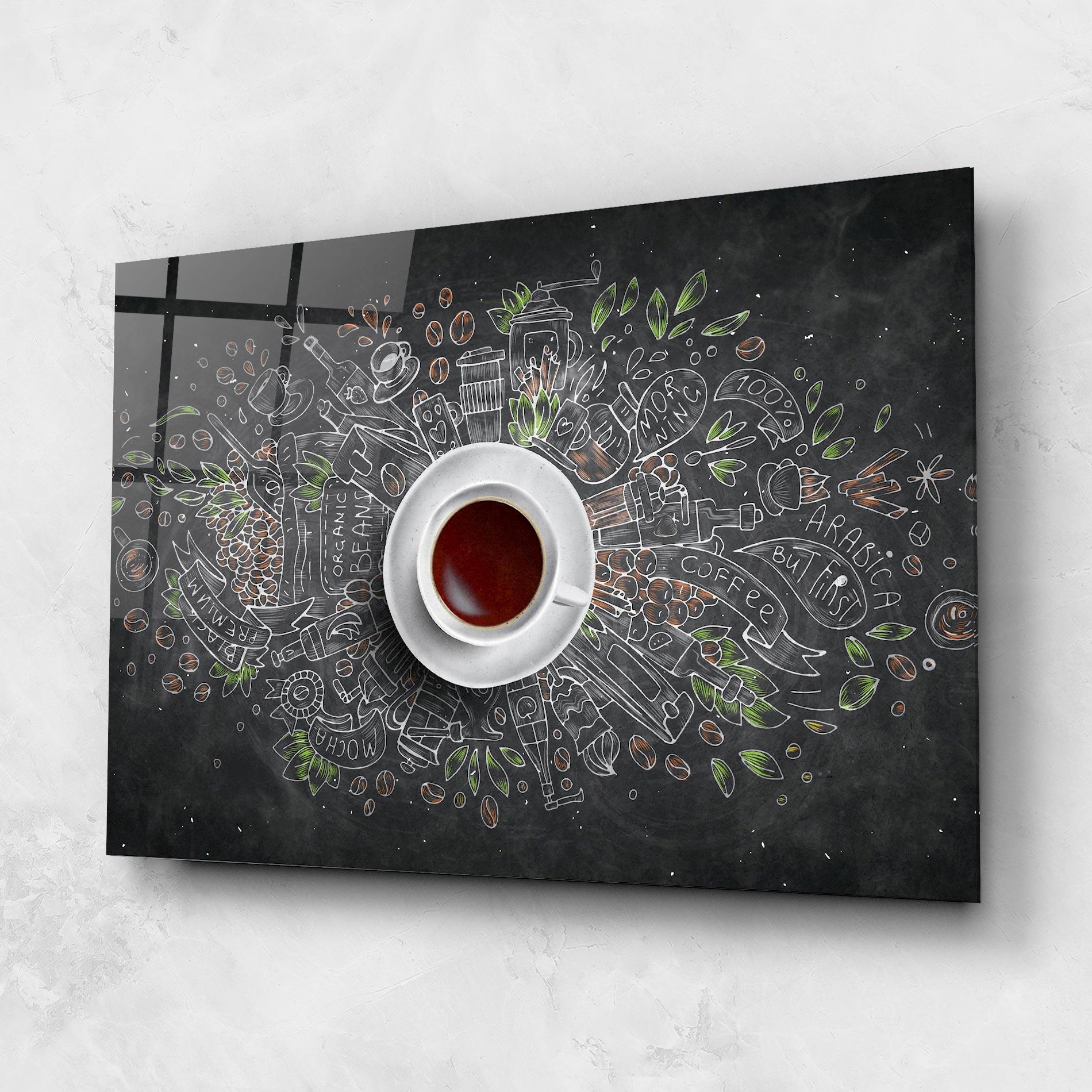 Tablou Sticla Black Board Coffee mockup 1