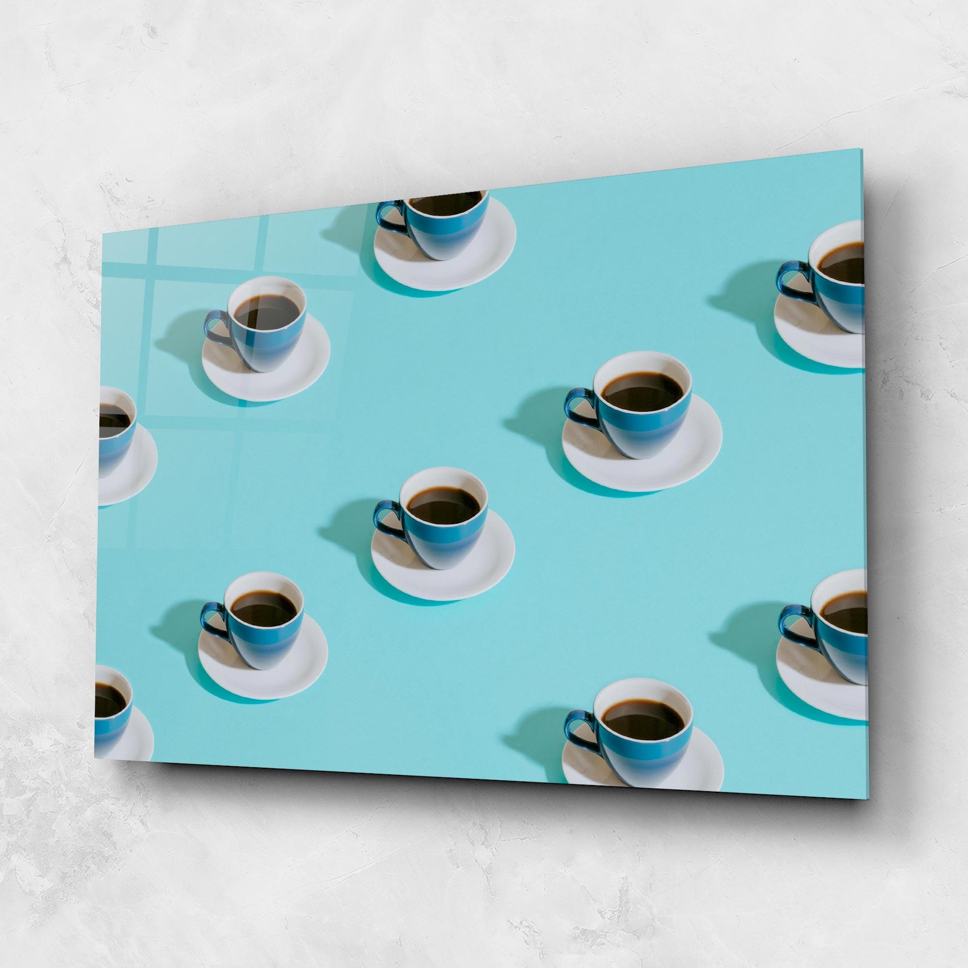 Tablou Sticla Blue Cup Of Coffe mockup 1