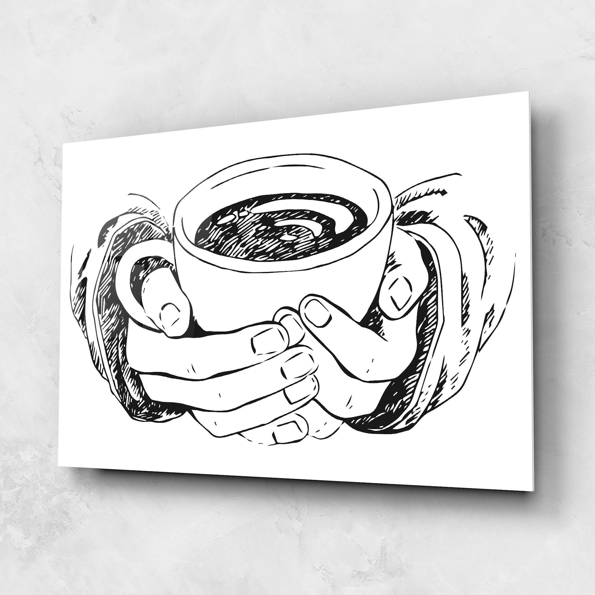 Tablou Sticla Holding Coffee mockup 1