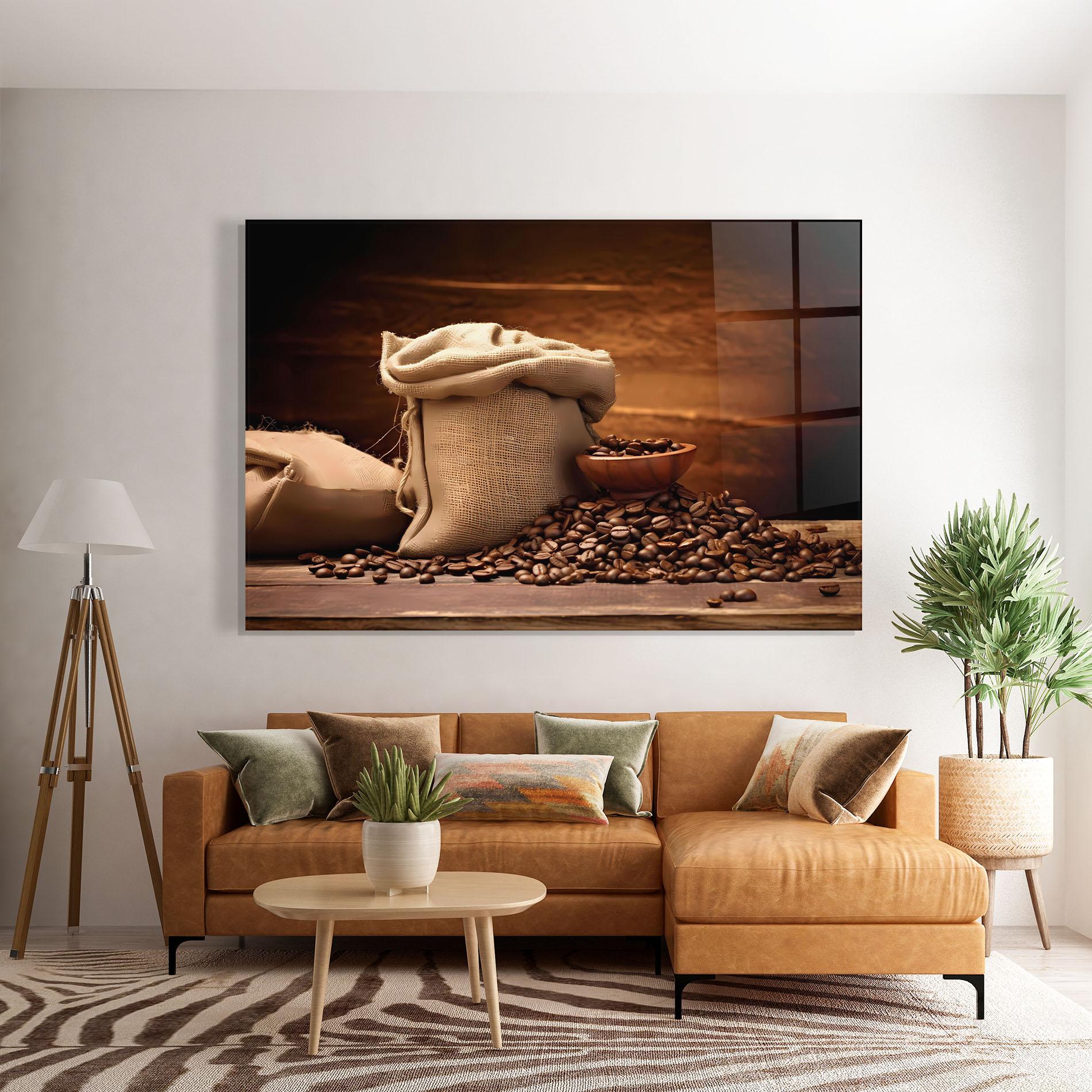 Tablou Sticla Big Bag Of Coffee Beans mockup 7