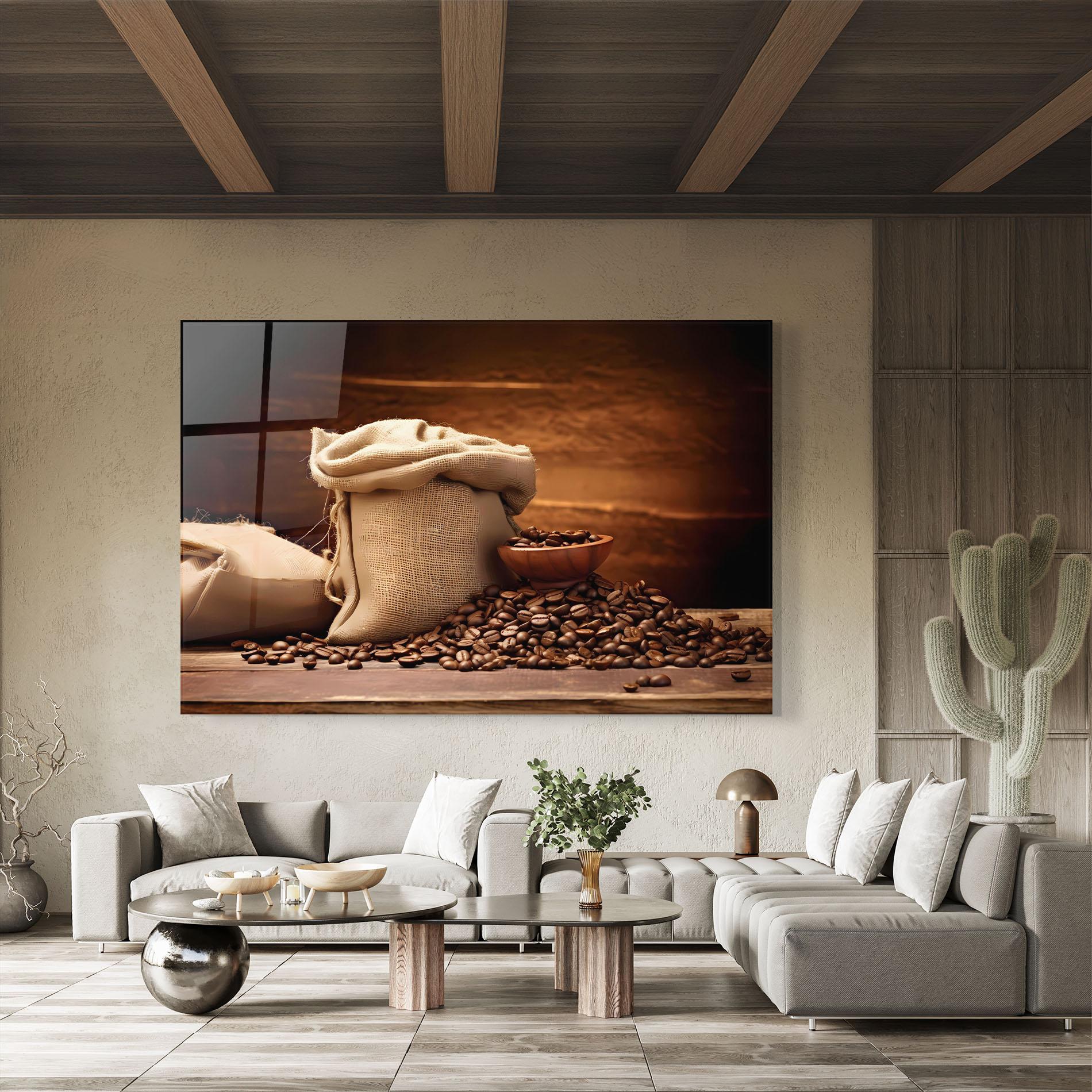 Tablou Sticla Big Bag Of Coffee Beans mockup 8