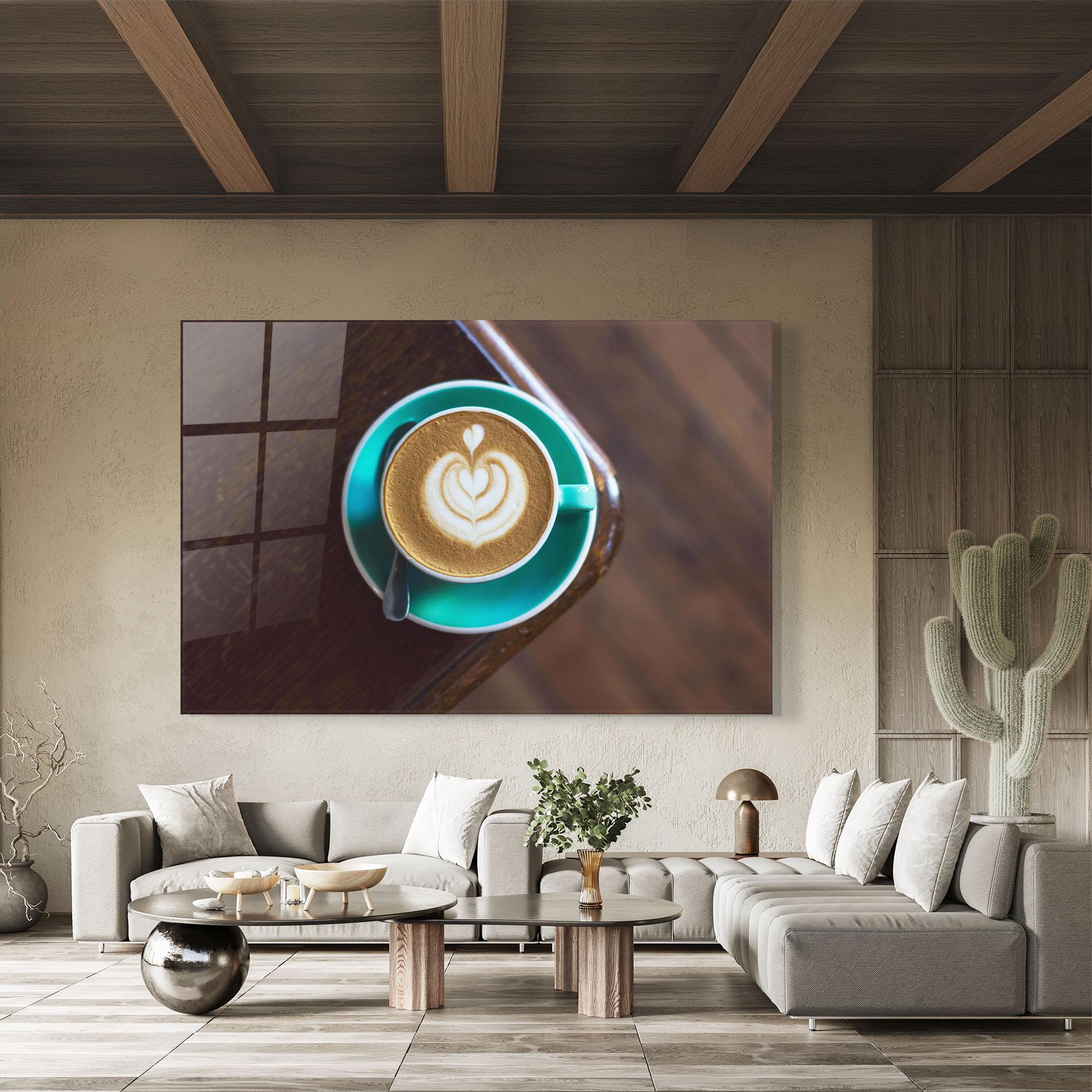 Tablou Sticla Blue Cup Of Coffee mockup 8