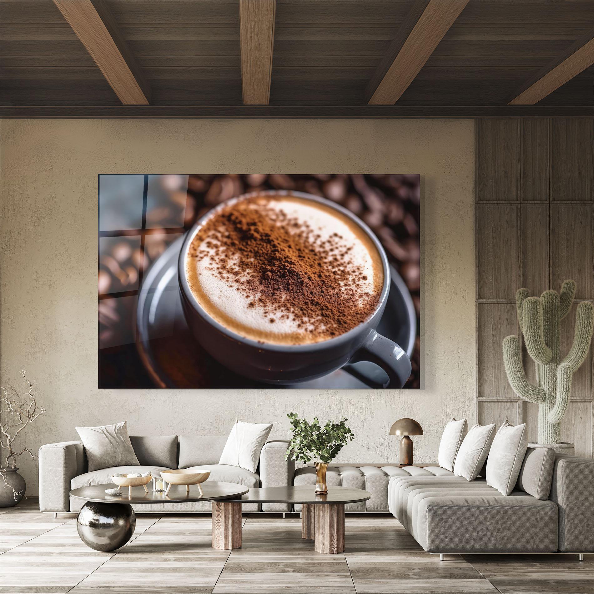 Tablou Sticla Cappuccino Coffee Close Up mockup 8