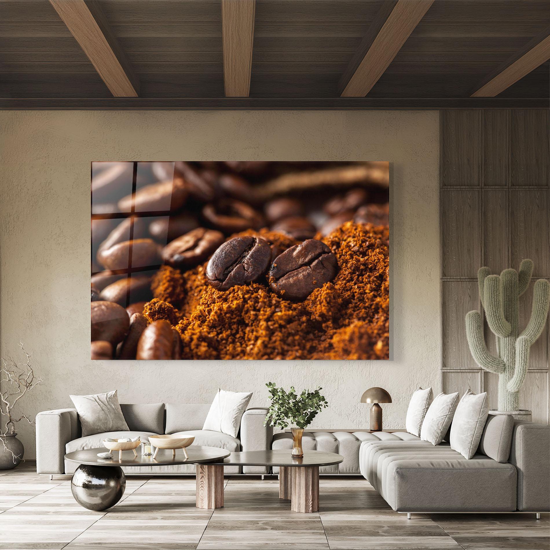 Tablou Sticla Close Up Coffee Beans mockup 8