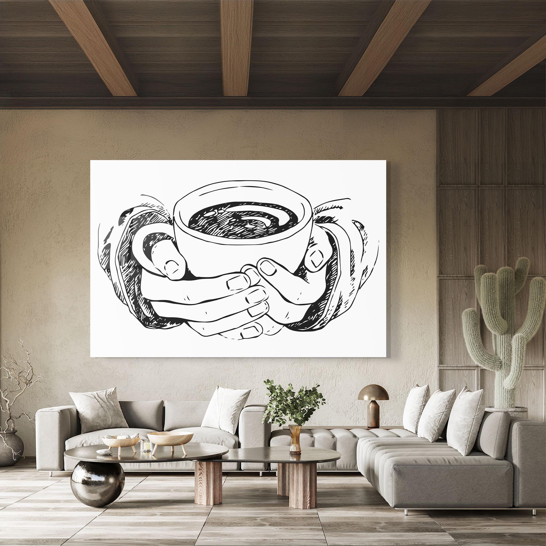 Tablou Sticla Holding Coffee mockup 8