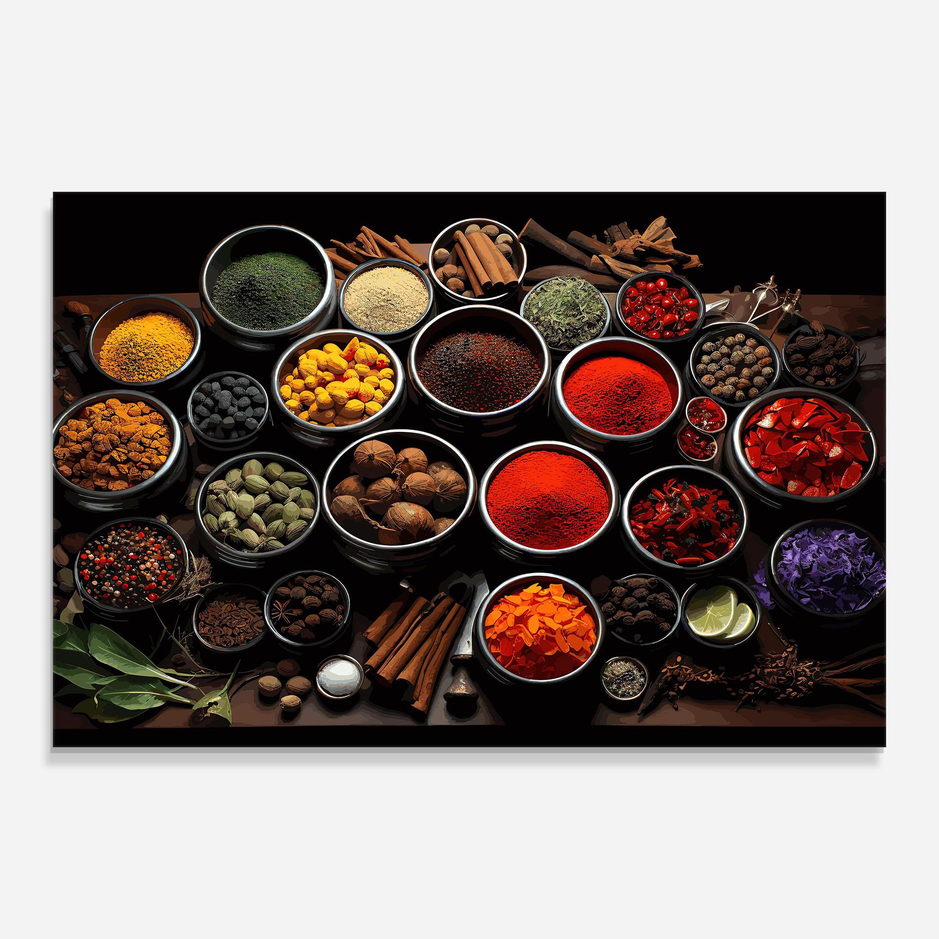 Tablou Sticla Colorful Herbs Art mockup 0