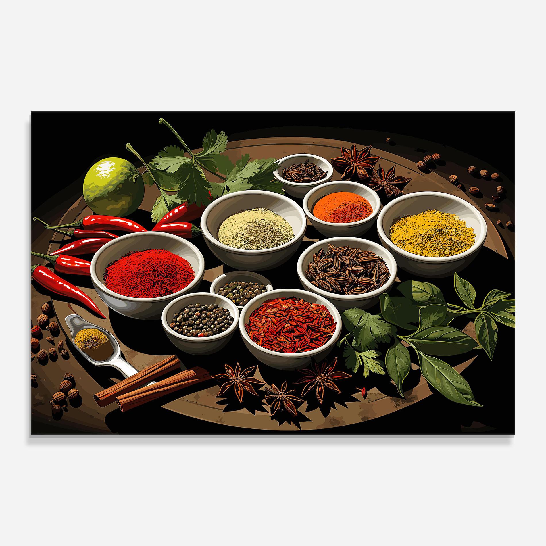 Tablou Sticla Colorful Seasonings mockup 0