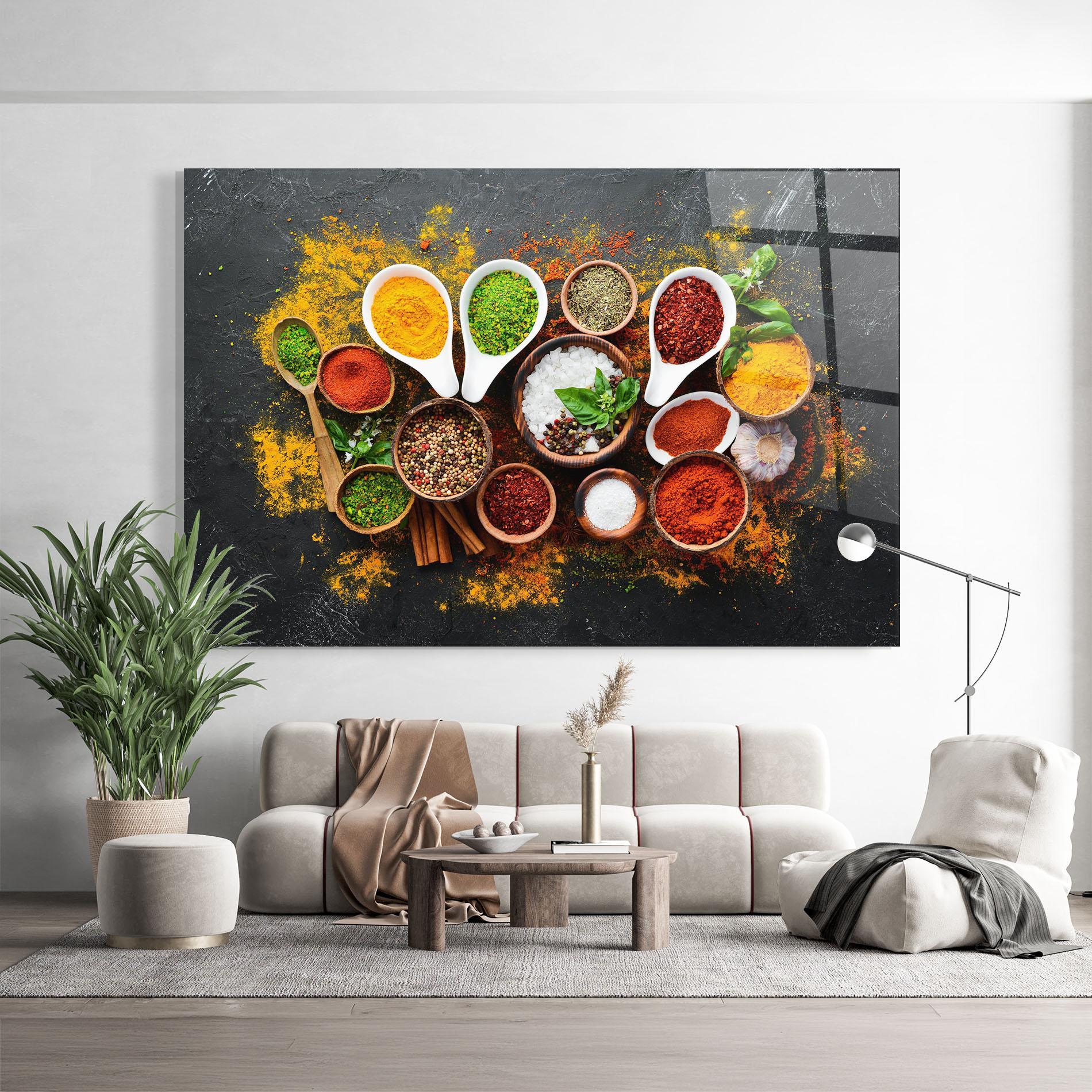 Tablou Sticla Colorful Herbs Spices mockup 9
