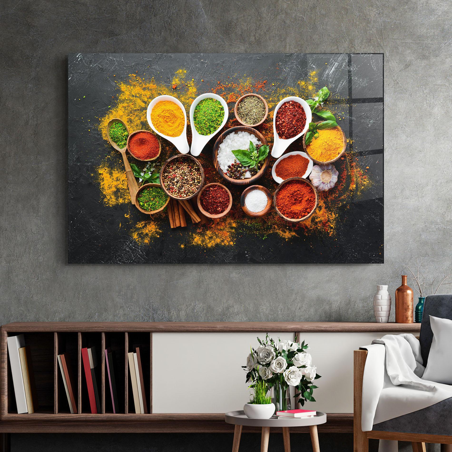 Tablou Sticla Colorful Herbs Spices mockup 2