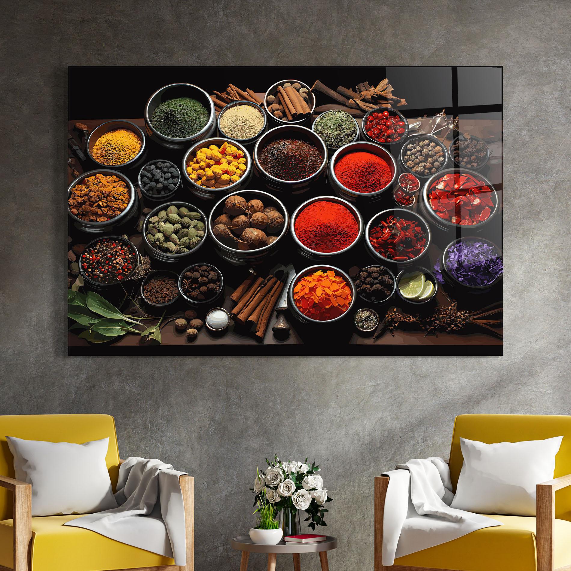 Tablou Sticla Colorful Herbs Art mockup 4