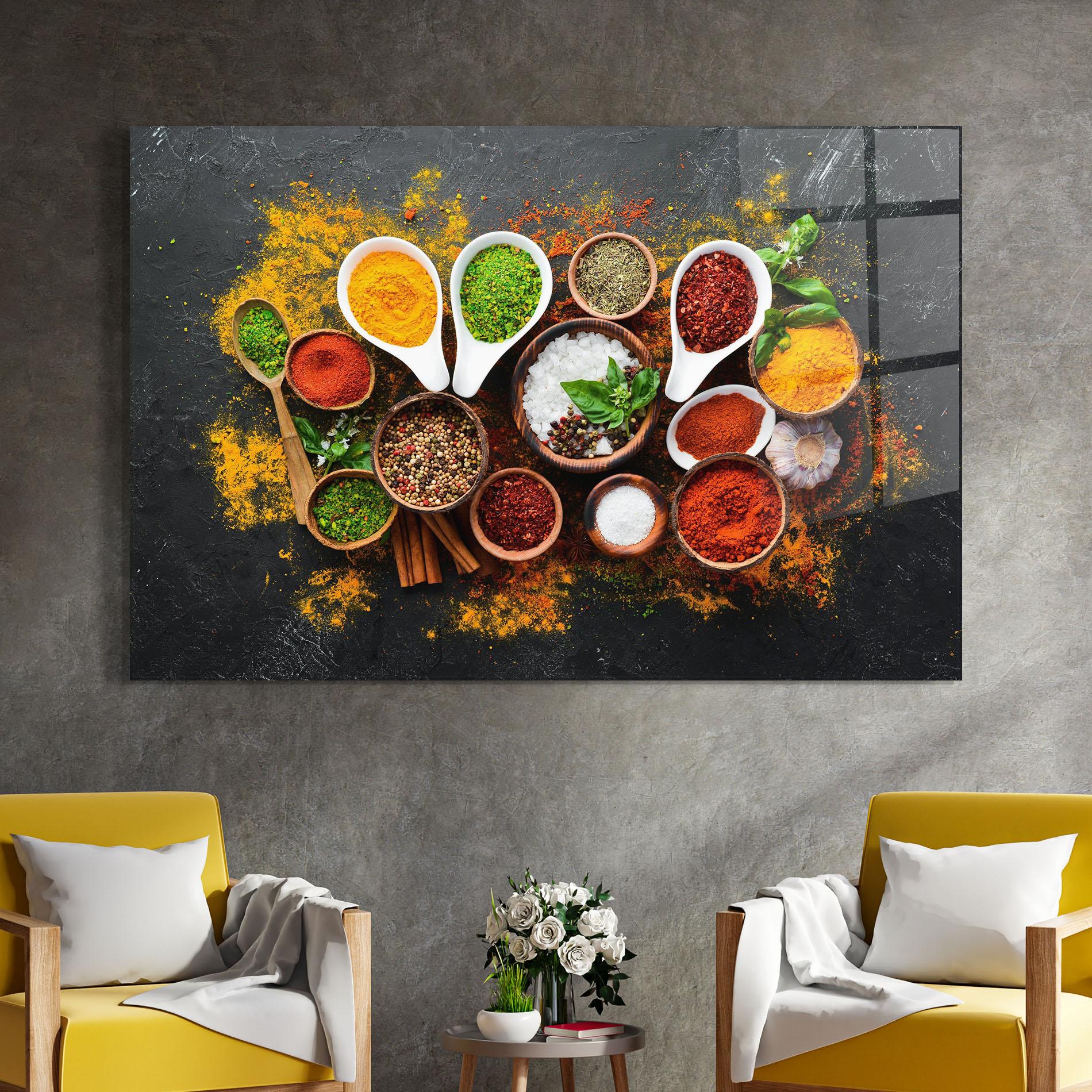 Tablou Sticla Colorful Herbs Spices mockup 4