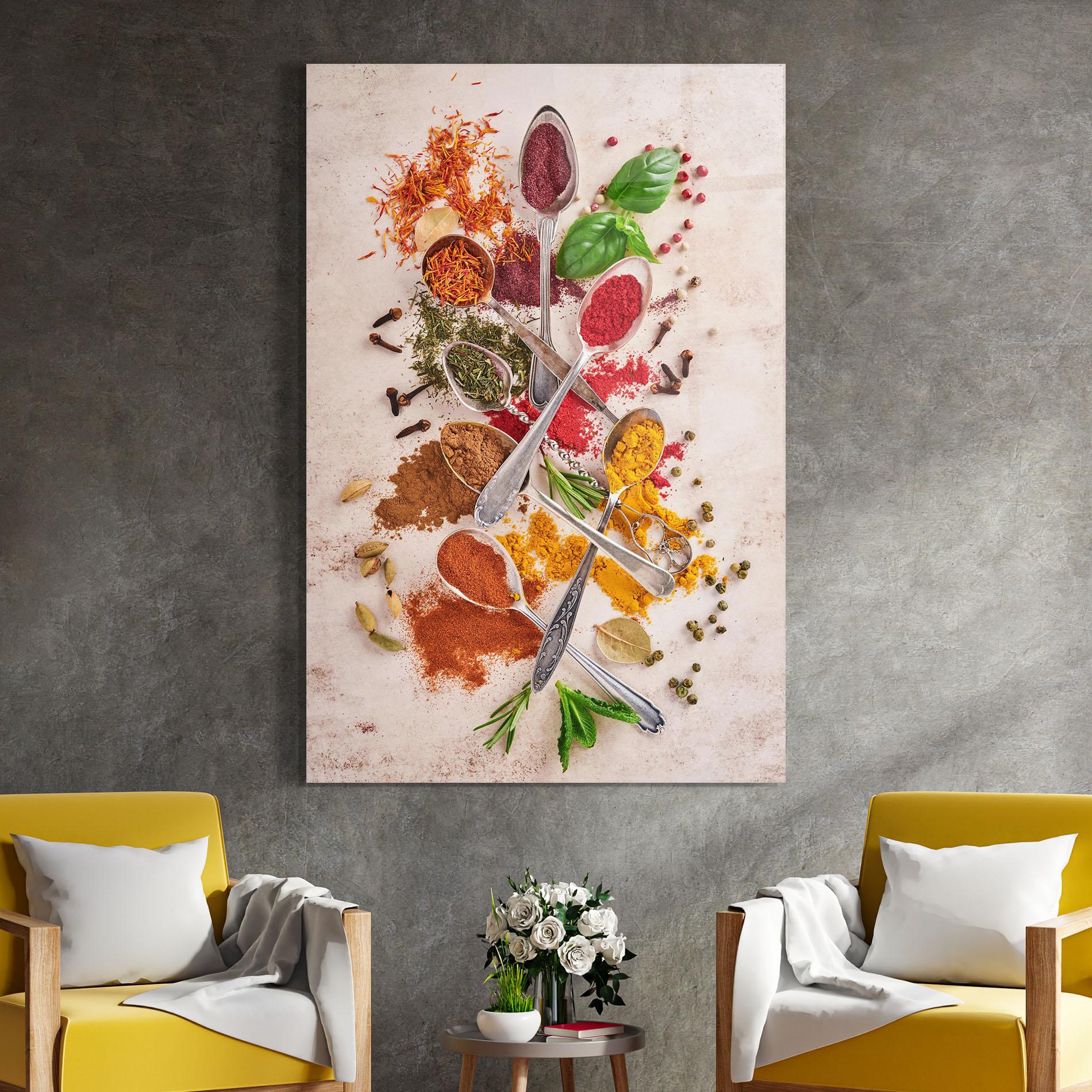 Tablou Sticla Colorful Spices Cooking mockup 4