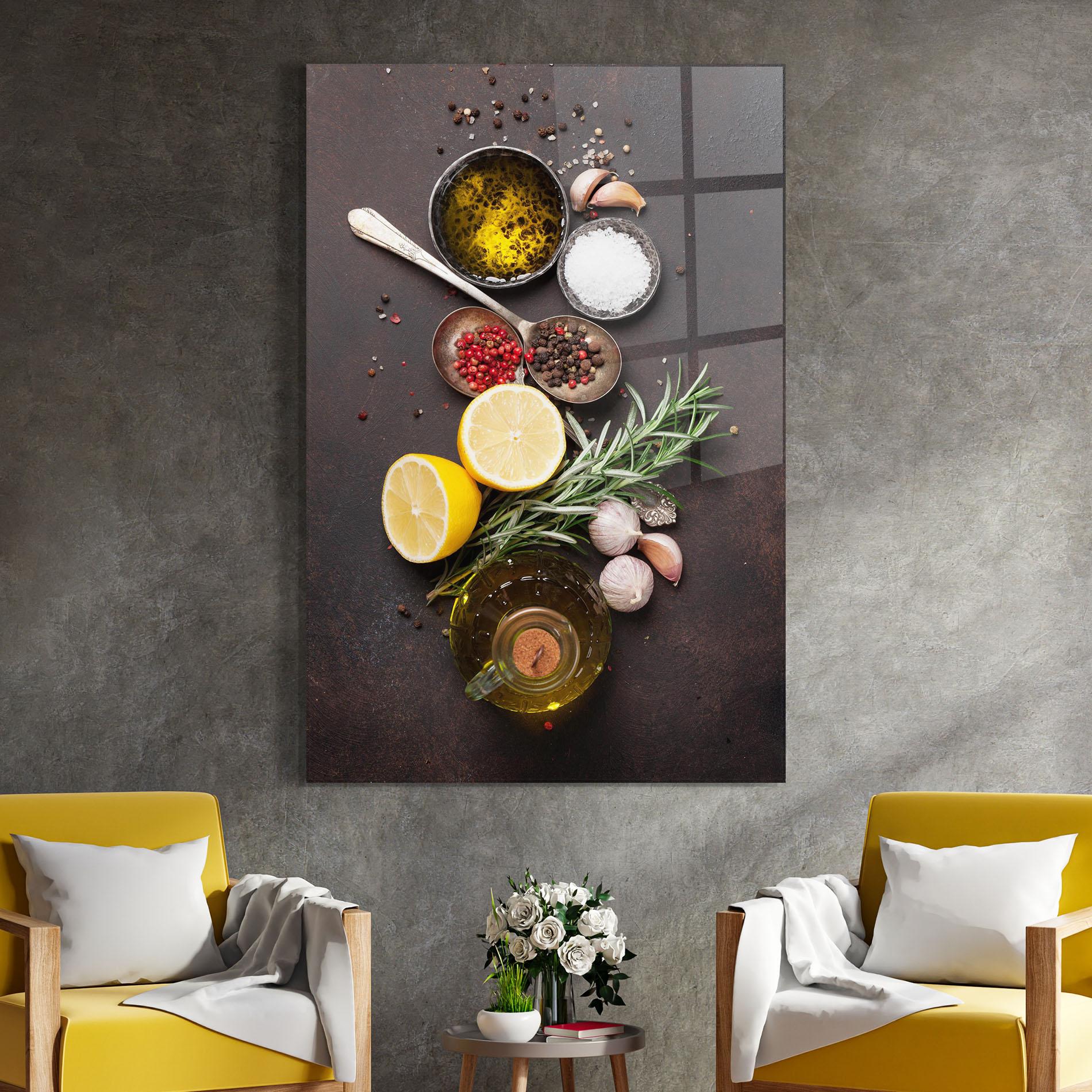 Tablou Sticla Spices On Stone Table mockup 4