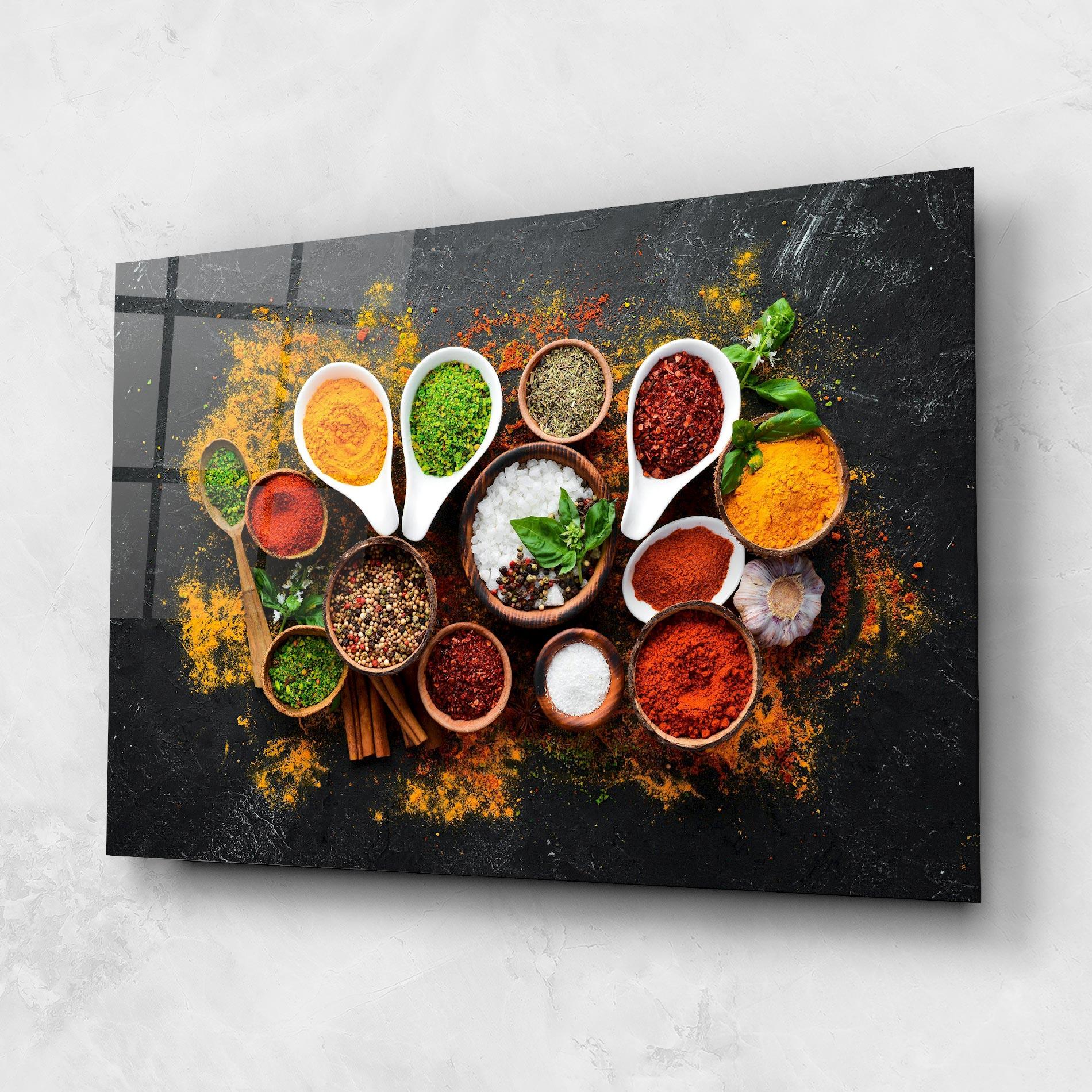Tablou Sticla Colorful Herbs Spices mockup 1