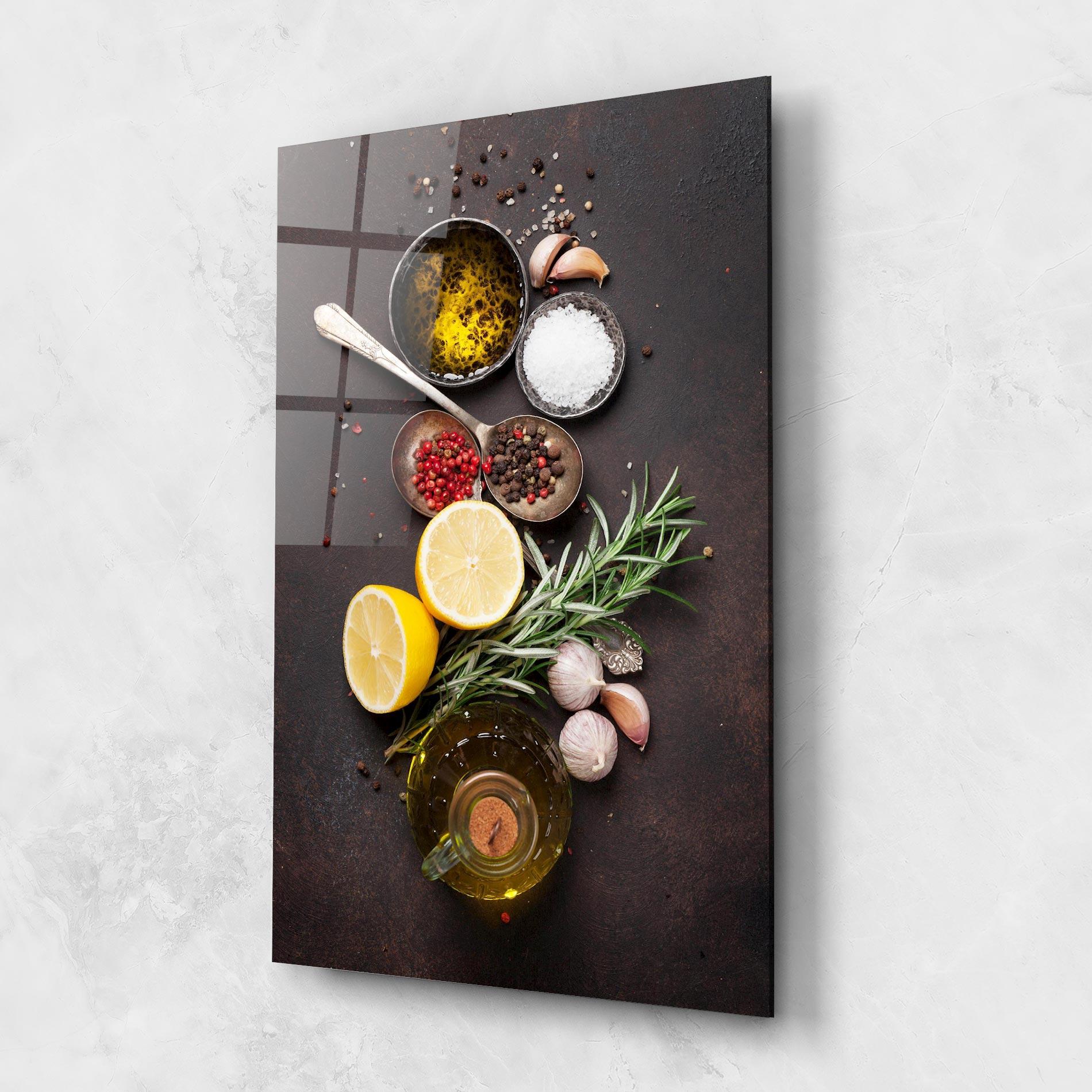 Tablou Sticla Spices On Stone Table mockup 1