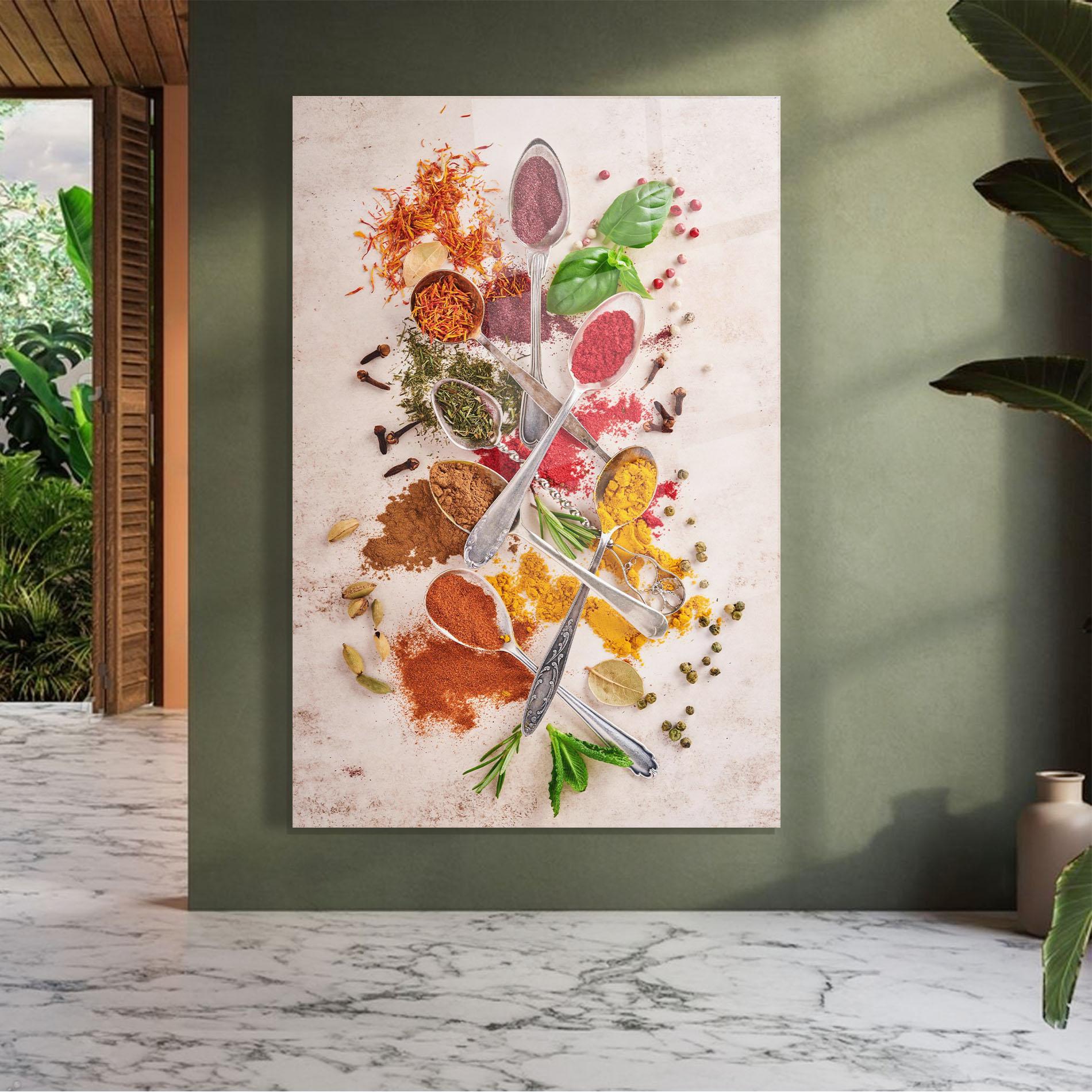 Tablou Sticla Colorful Spices Cooking mockup 7