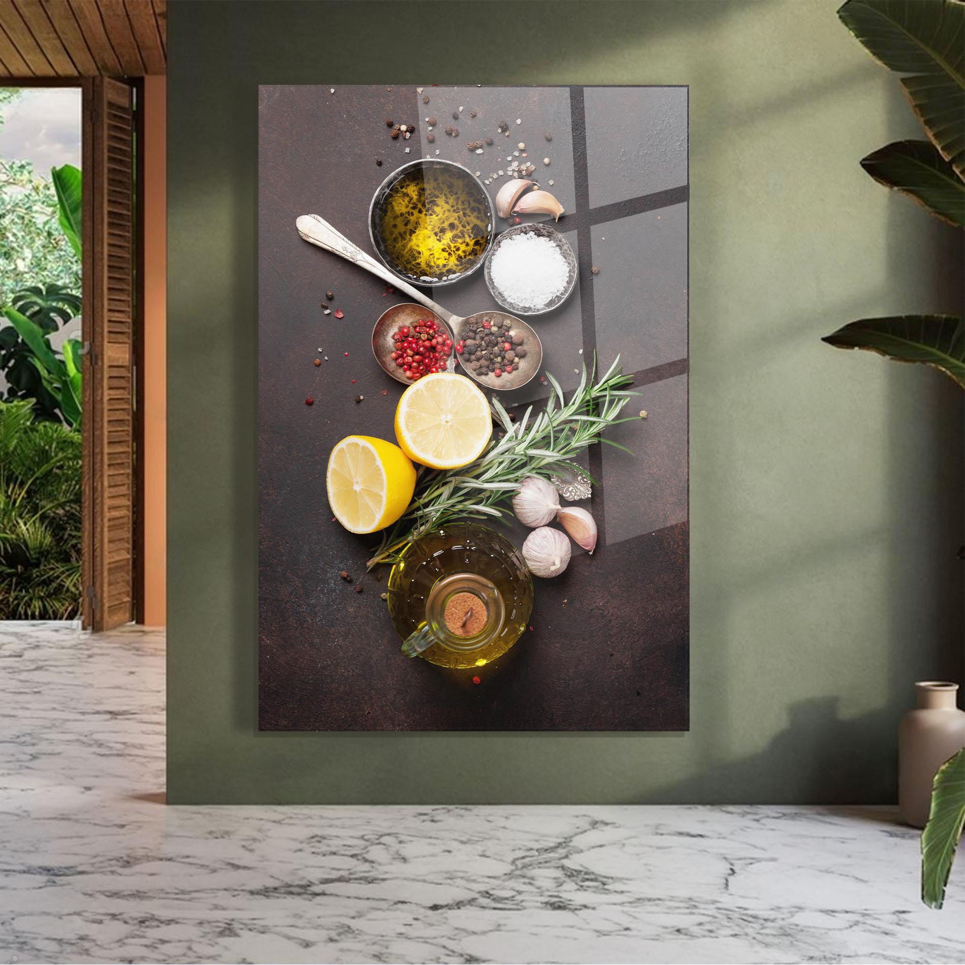 Tablou Sticla Spices On Stone Table mockup 7