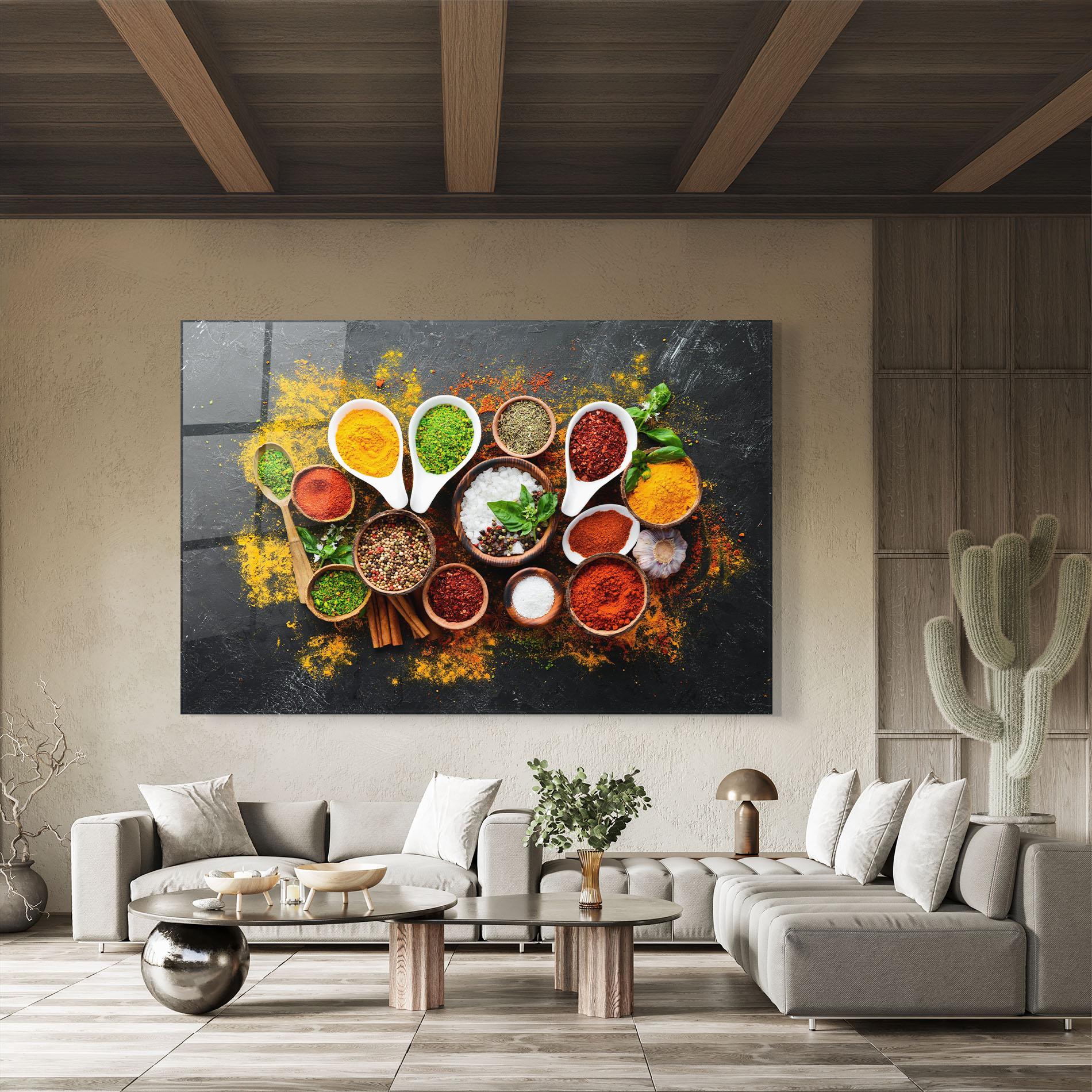 Tablou Sticla Colorful Herbs Spices mockup 8
