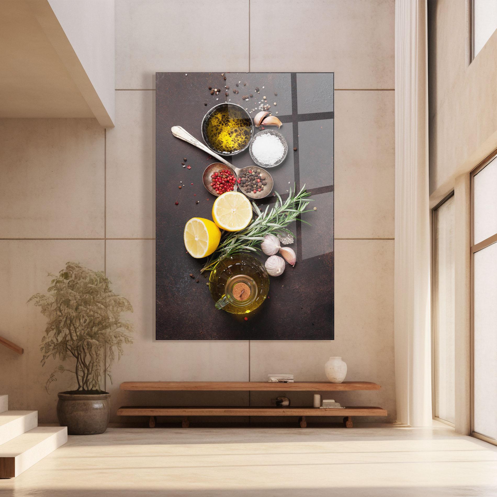Tablou Sticla Spices On Stone Table mockup 8