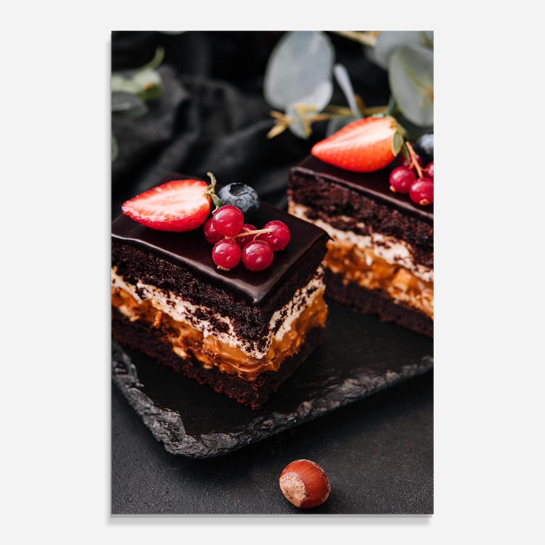 Tablou Sticla Chocolate Berries Cake mockup 0