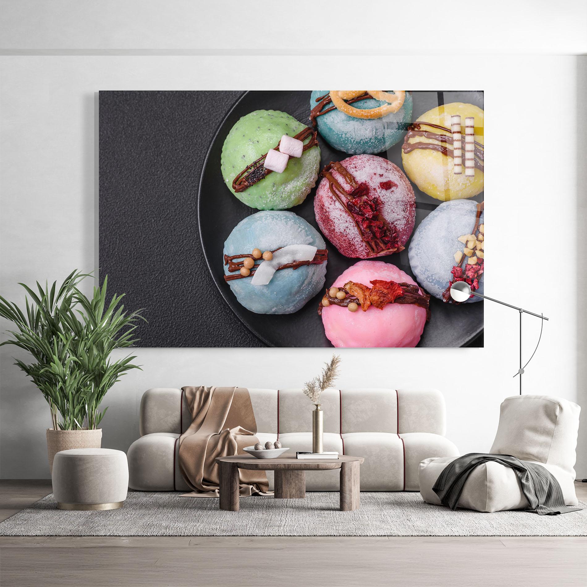 Tablou Sticla Colorful Mochi Desserts mockup 9